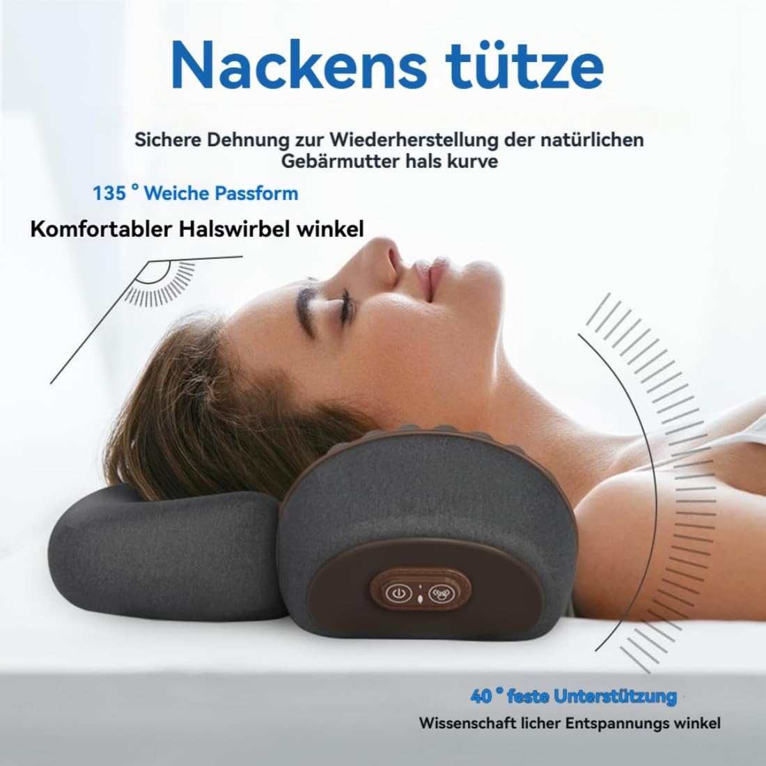 2026 Neu 3-In-1 Massagegerät Nacken, Elektrisches Schultermassagegerät mit 42°C Tiefenwärme & Vibrationsmassage, HWS-Streckung Therapie Massagekissen für Schulter und Rücken (Dunkelgrau)