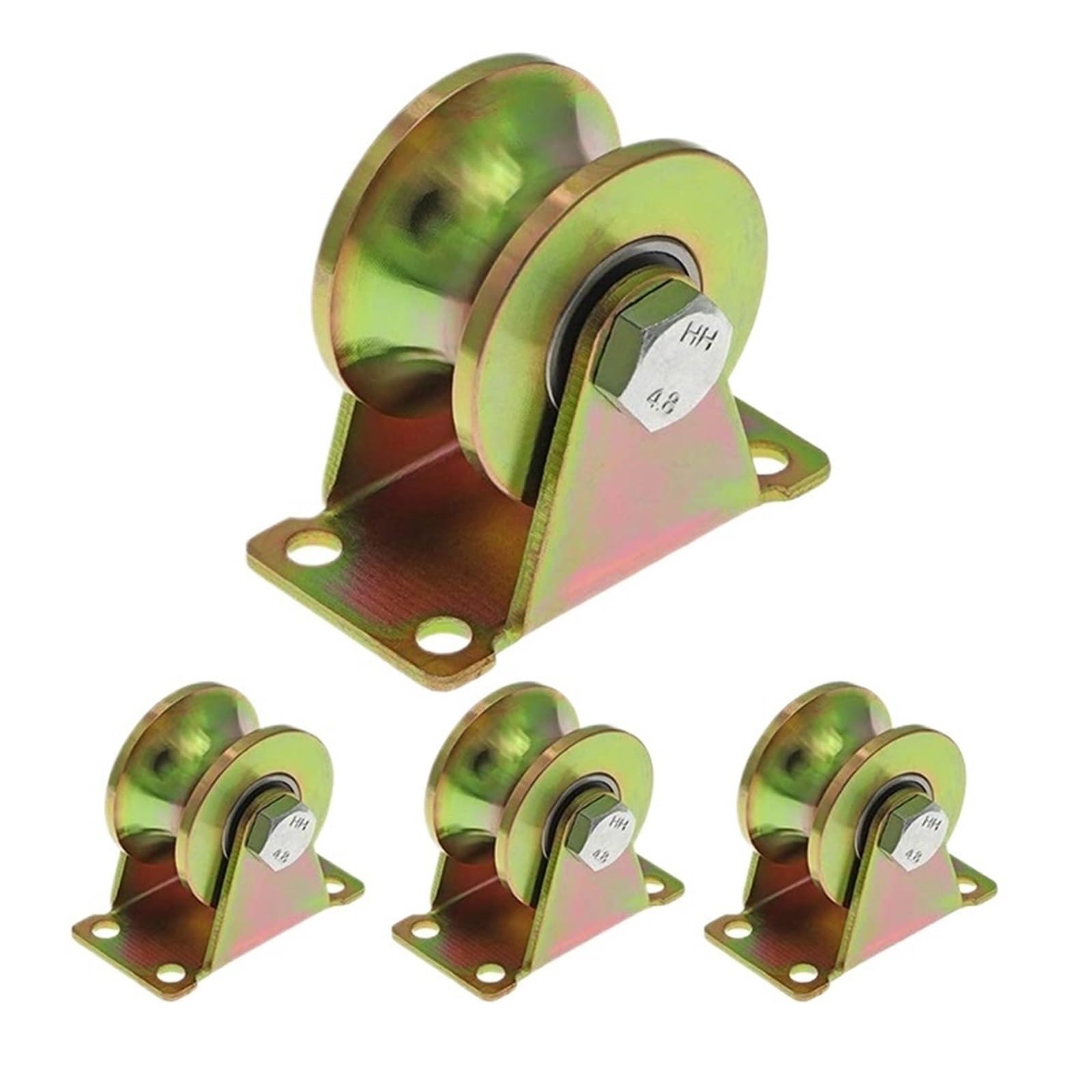 Puleggia con scanalatura, a U, Ruota rigida da 2" for carichi pesanti, for binario invertito, cancelli scorrevoli, macchine industriali, capacità di carico 660 libbre (4 pezzi)(4pcs)