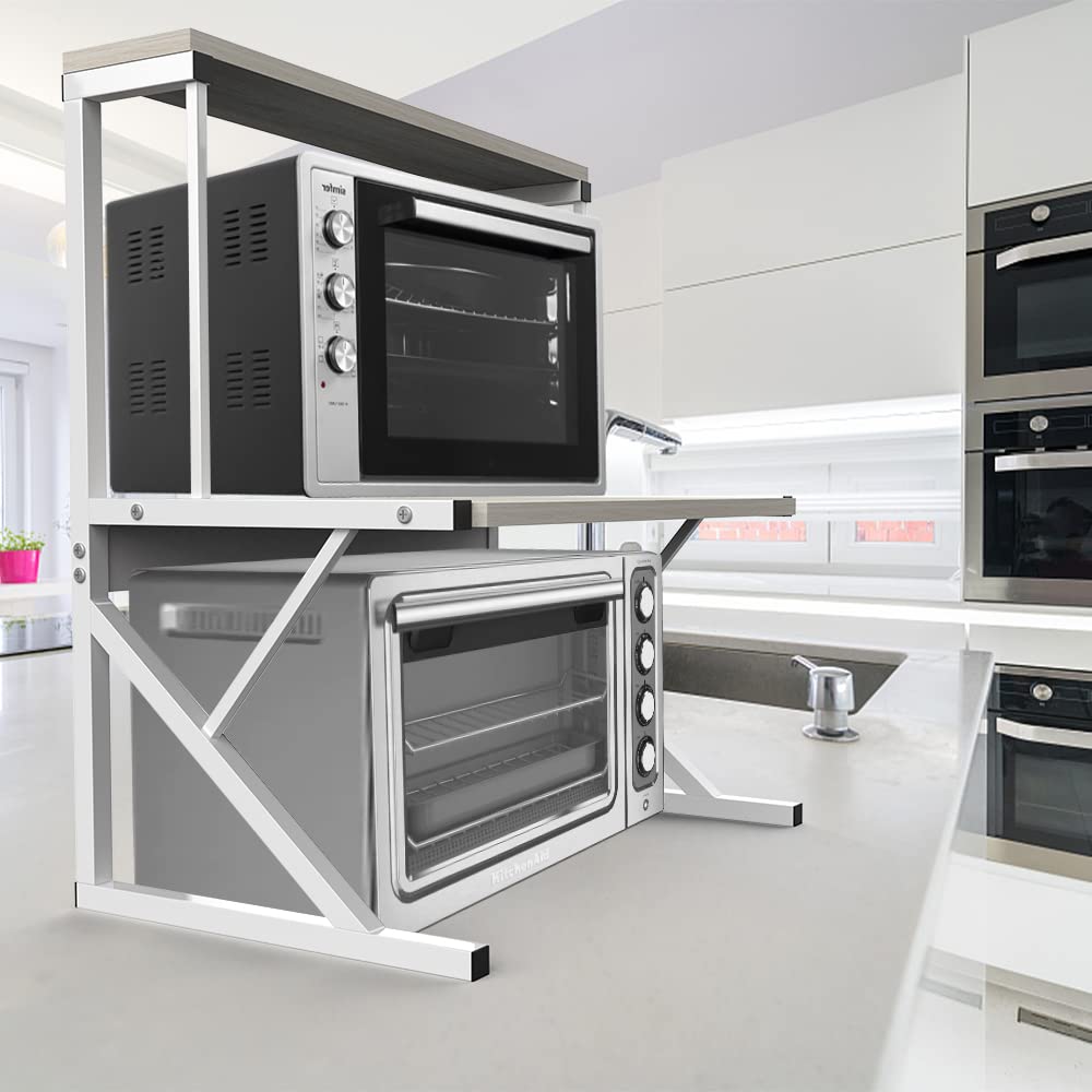 LANTUS Soporte Microondas, Estante Microondas Ajustable de 3 Niveles, Estante para Horno de sobre Encimera de Cocina, Armario de Cocina-65 * 54 * 30cm -BAI Feng Color