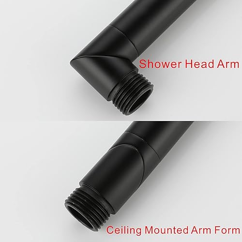 Miniatura 4 de Bropury Arma de extensión de cabezal de ducha ajustable en forma de L de 11.5-18 pulgadas y conversión Brazo de ducha montado en el techo de 11-19