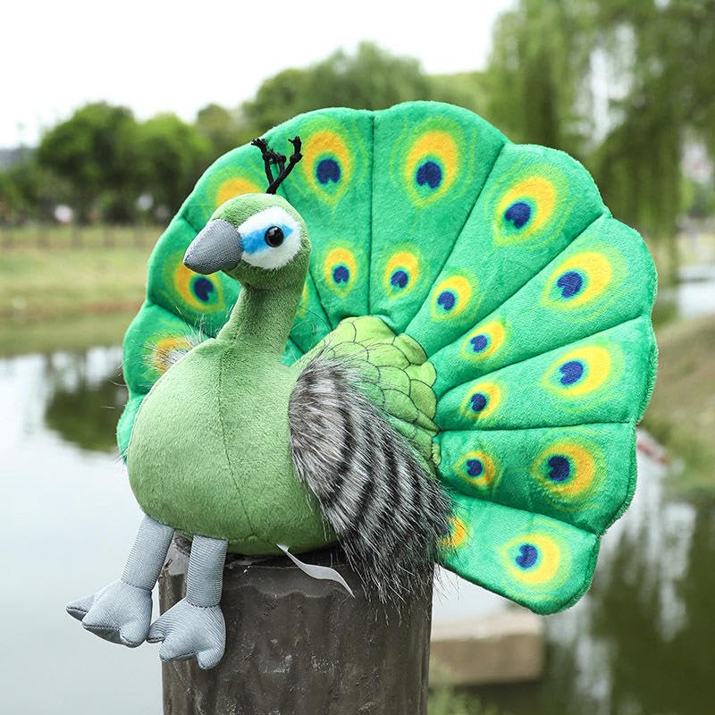 Image of AVSHUB Peacock Plush Soft Toy for Kids, Boys & Girls | Ultra Soft Stuffed Peacock Bird Toy for Playtime, Home Decor & Birthday Gift | Green | 30 cm