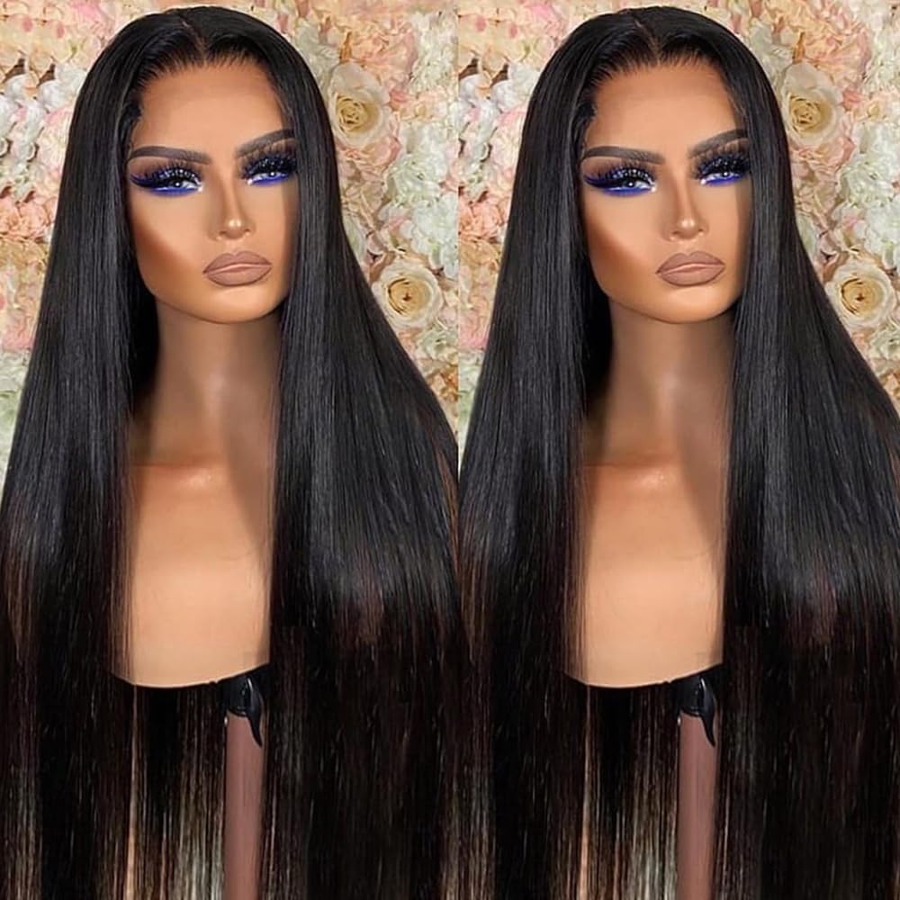 COPY - Black LaceFront Wig 32-34 inches!! #1b Amazon.com : MITIMES 32inch Long Straight Lace Front Wigs  main image 4