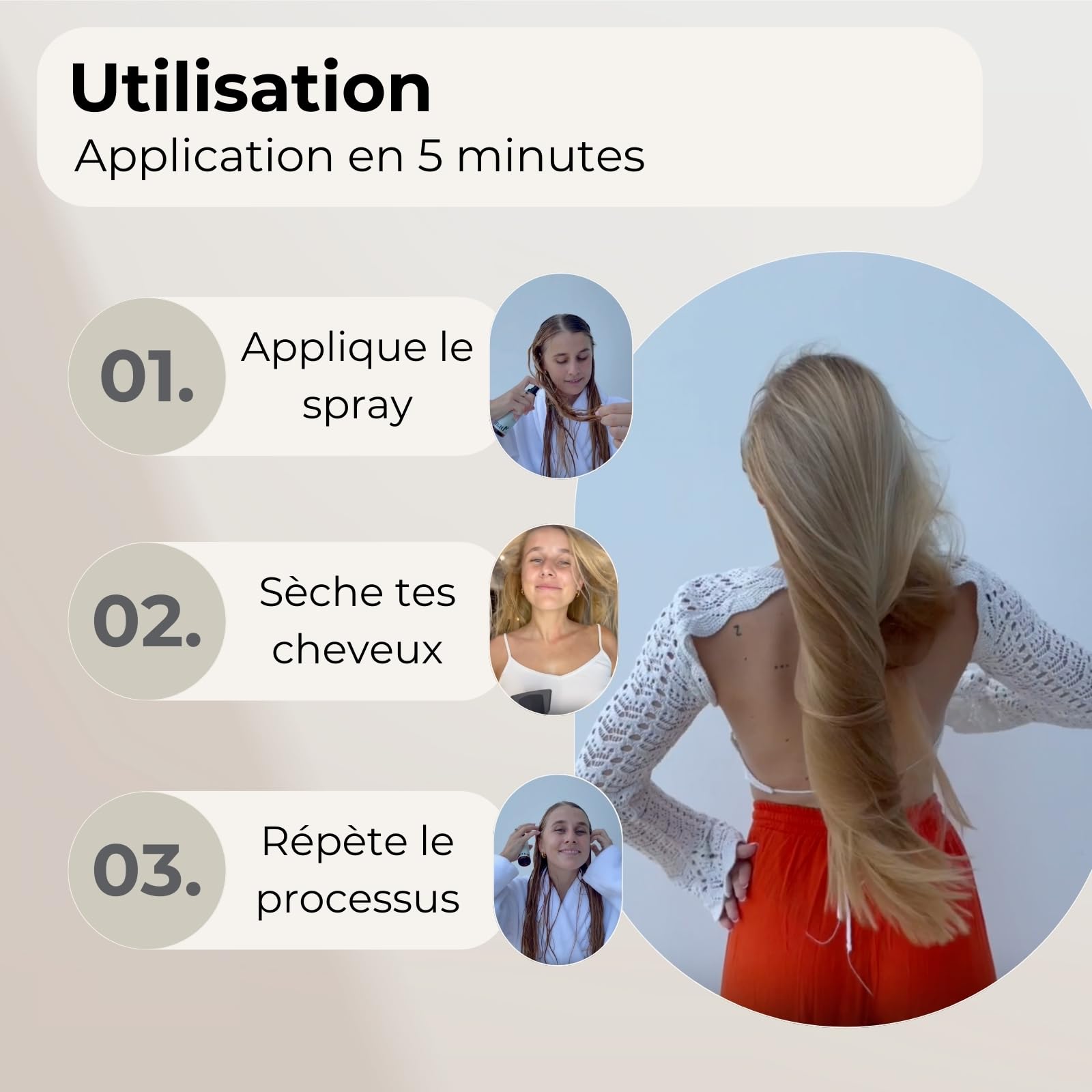 Omad's Spray Eclaircissant Cheveux pour des Mèches Ensoleillées - Eclaircit Jusqu’à 3 tons en 3 applications - Tous Types de Cheveux (Blond, Brun, Mechés) - Ingrédients 95% Naturels