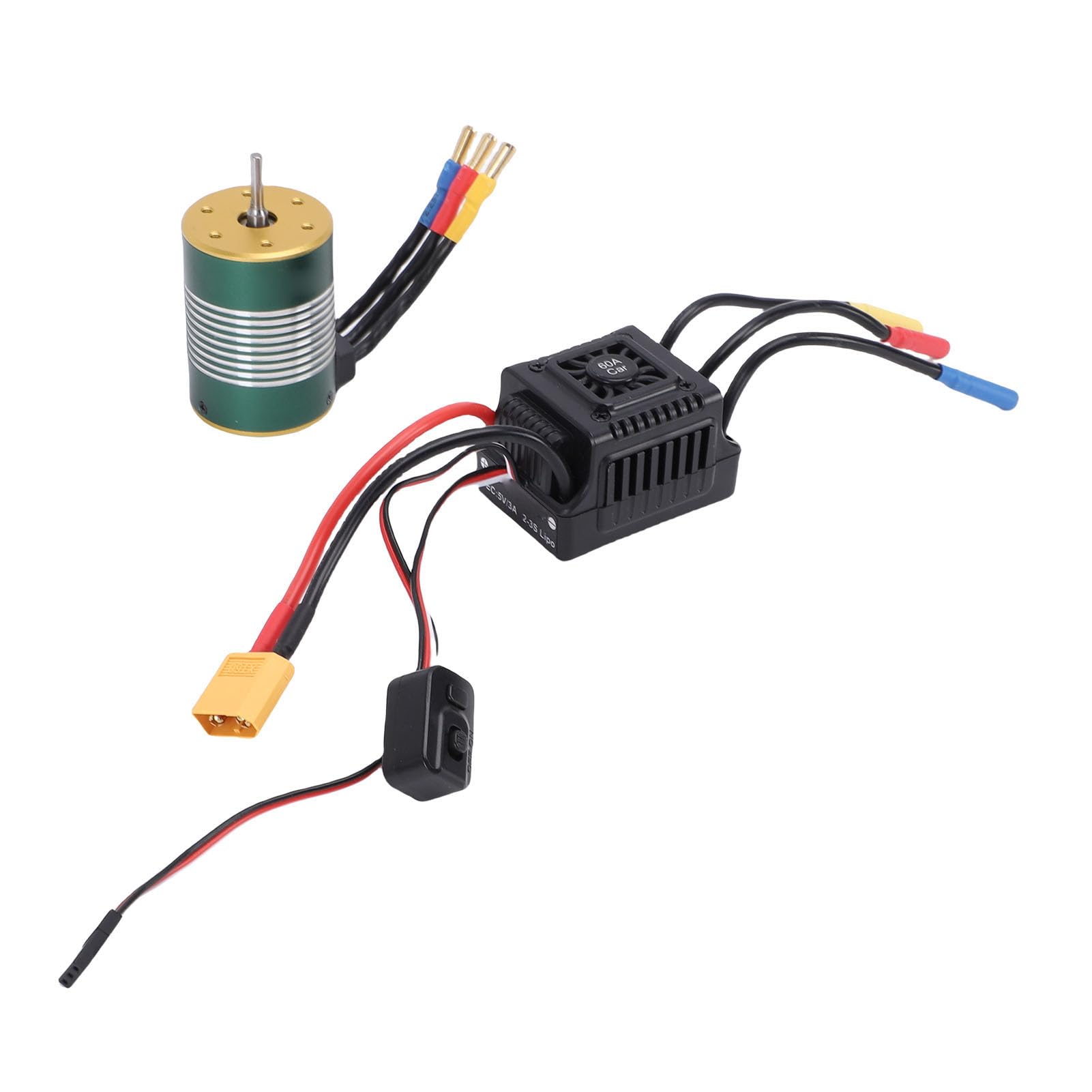 RiToEasysports Motor sin Escobillas S3650 4300KV, Equilibrado de Precisión, Resistente Al Agua, Eje de 3,175 Mm con Controlador de Velocidad Eléctrico ESC de 60 A, Conjunto Combinado para Coche y