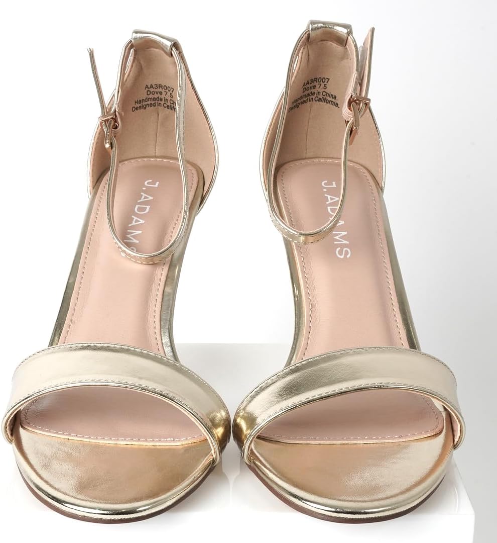 J. Adams Dove Ankle Strap Womens Stiletto Heels For Women Sexy - Open Toe Strappy Heels, Wedding Shoes For Bride, Summer Heels and Bridal Shoes - Gold Metallic - 9.5 - Image 6
