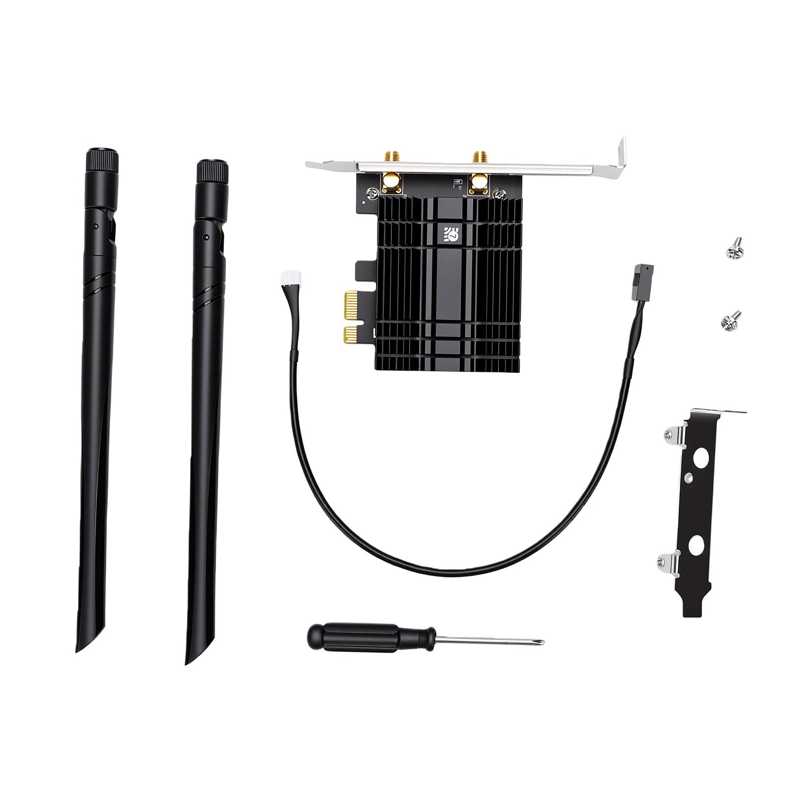 XUMIUZIY Tarjeta WiFi 7 PCIe WiFi Compatible con BE200 NGW, Bluetooth 5.4 6G 5G 2.4G 3 Bandas 5800Mbps M.2 NGFF Tarjeta de Red de Escritorio con Antenas Duales