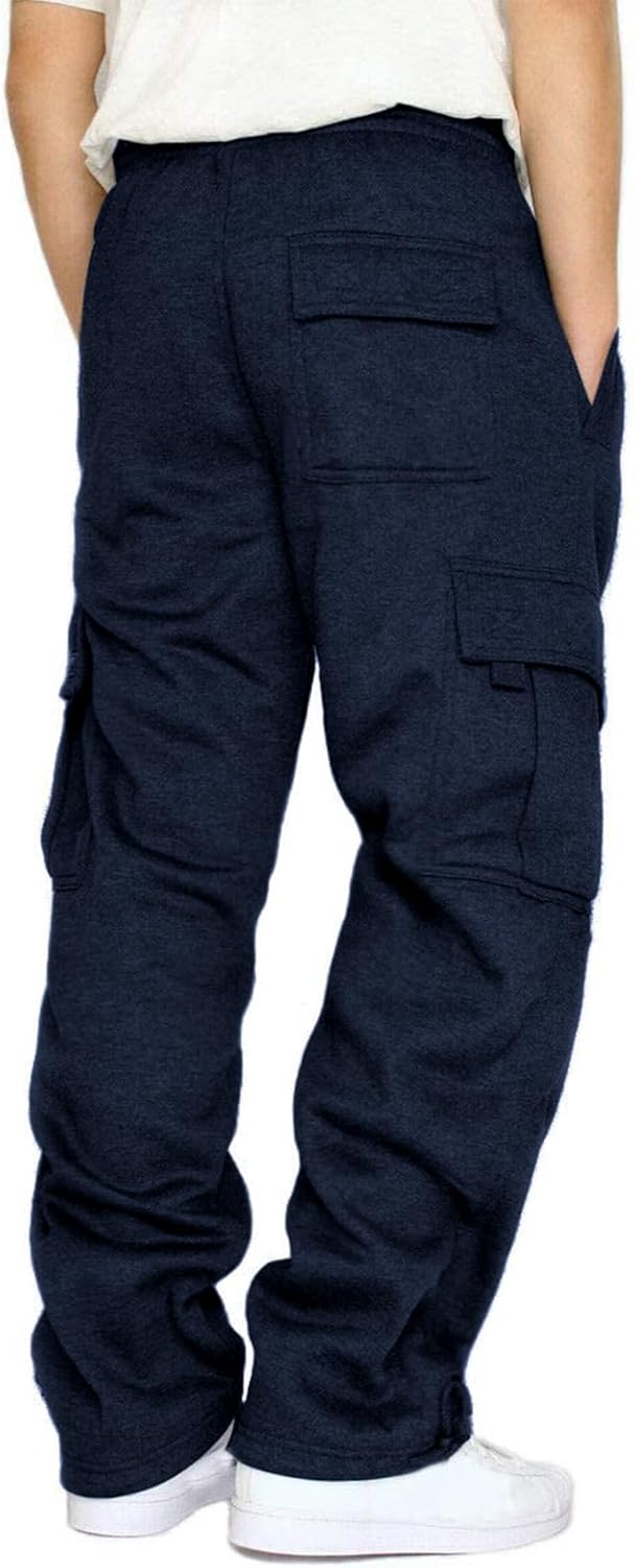 Men's Cargo Sweatpants Open Bottom Fleece Hiking Jogger Cargo Sweatpants for Men with Pockets - Image 2