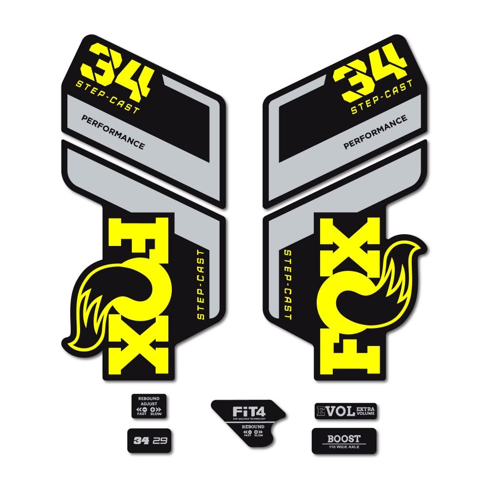 Pegatinas compatibles con horquilla bici Fox Float 34 SC Performance 2022 (Amarillo)