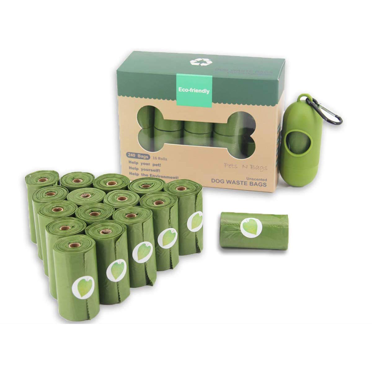 Dog Poop Bags 16 Rolls, Biodegradable Pet Waste Bags with Dispenser and Clip Eco-Friendly Extra Thick and Strong Leak Proof Poop Bags for Dog Cat, 240 Counts