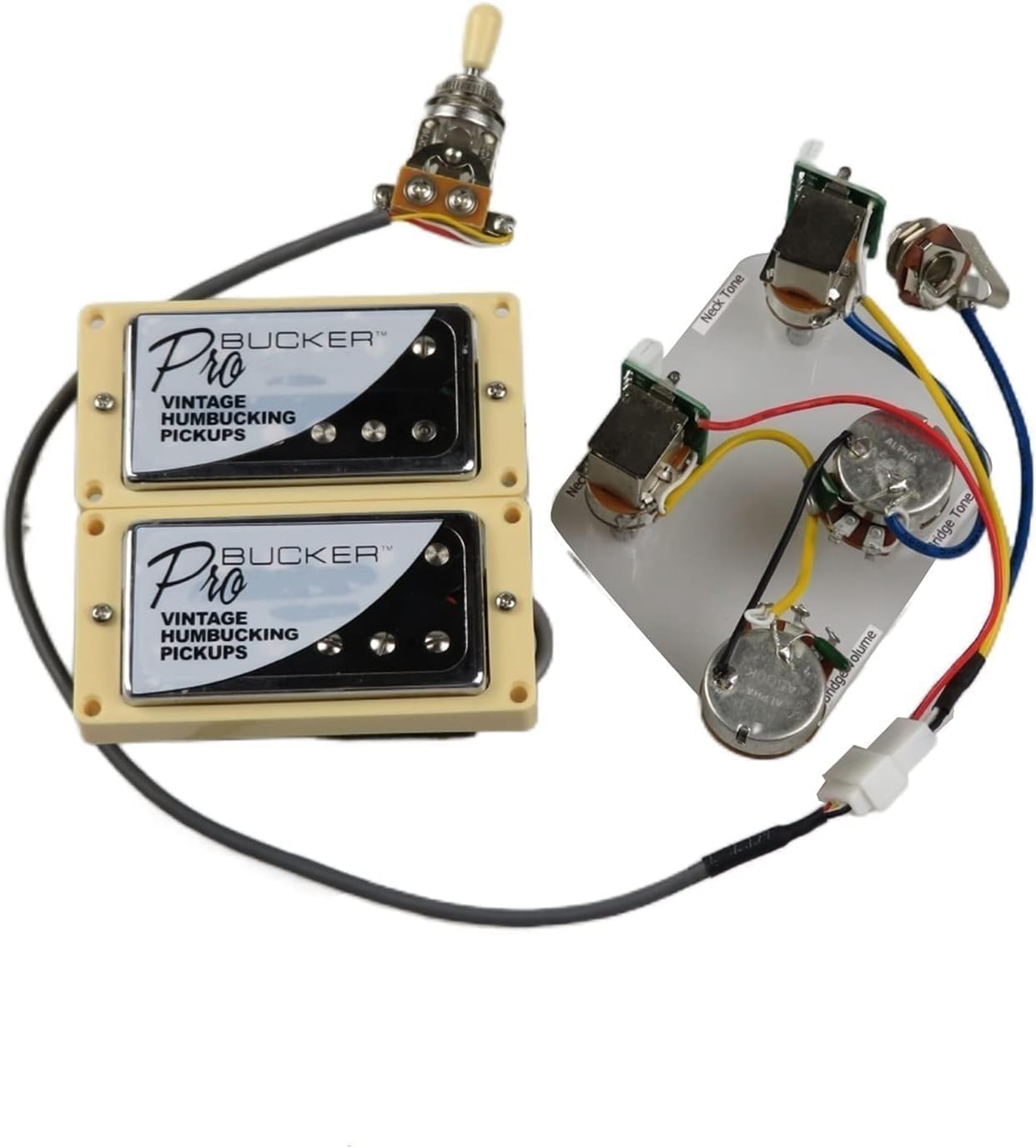Split Coil Humbucker Pickups Alnico 5 ProBucker Push/Pull Wiring Harness Electric Guitar Pickups for LP Electric Guitar Guitar Accessories (Chrome Ye)