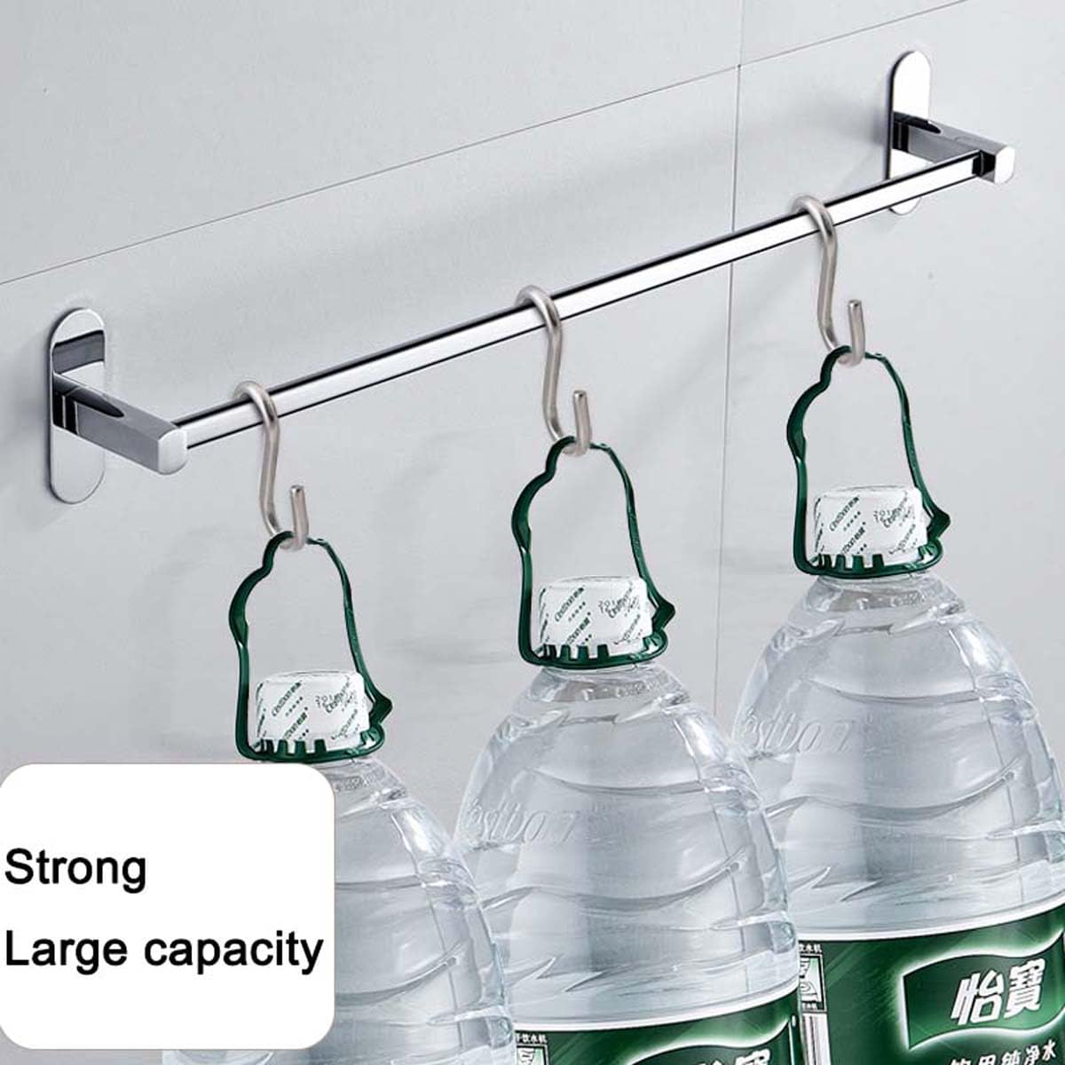 Portasciugamani in acciaio inox per bagno e cucina, impermeabile, adesivo, senza fori, 50 cm