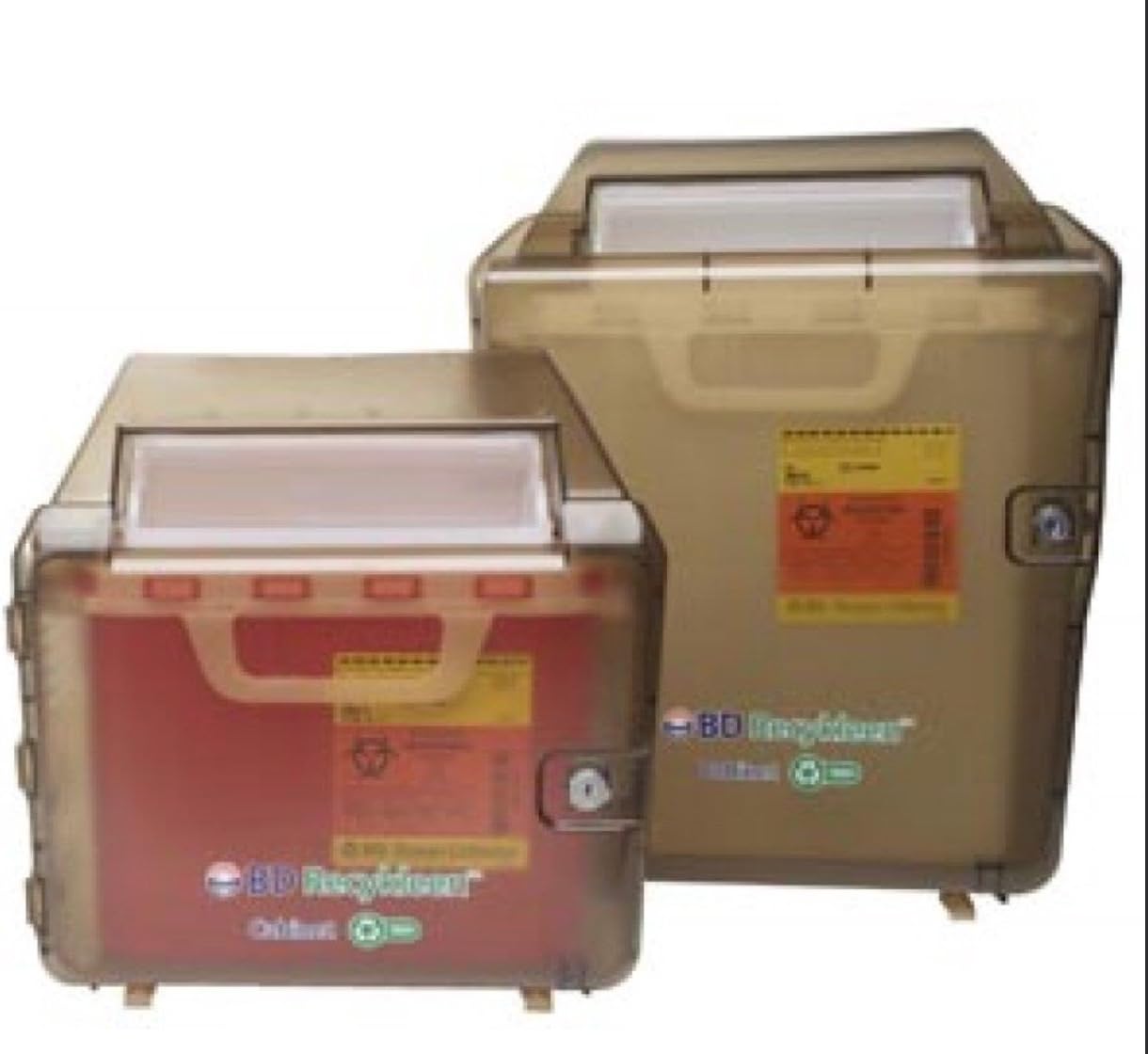 BD Medical Systems 305097 Recykleen Sharps Wall Cabinet, 15" x 7" x 19" Size, 2/3 gal Capacity, Brown