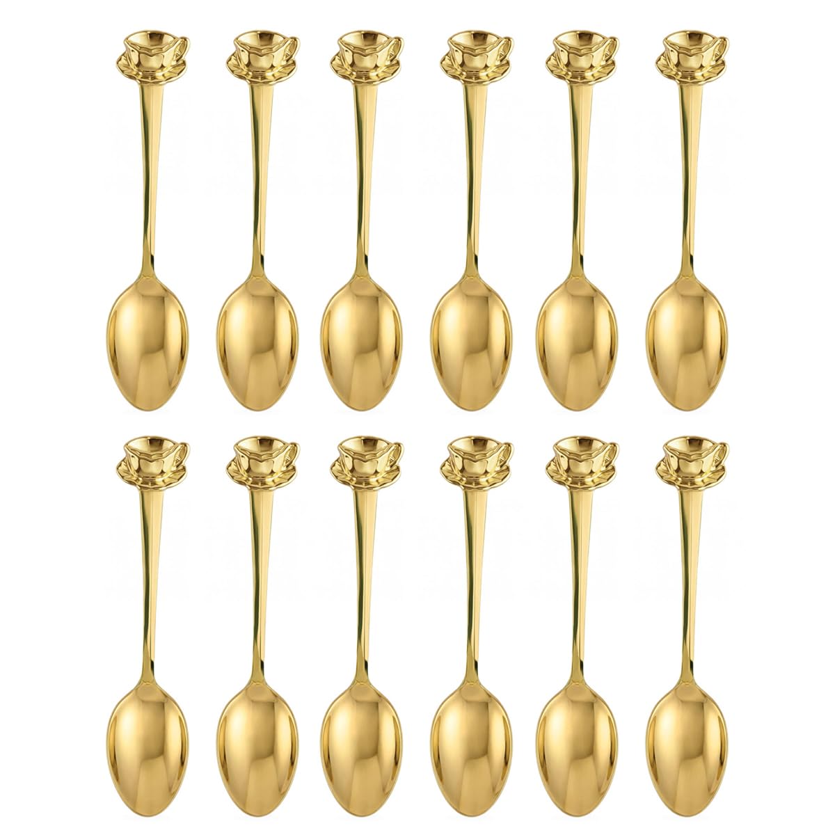 HIC Harold Import Co. - Juego de 12 cucharas demi chapadas en oro y plata, 555G/12