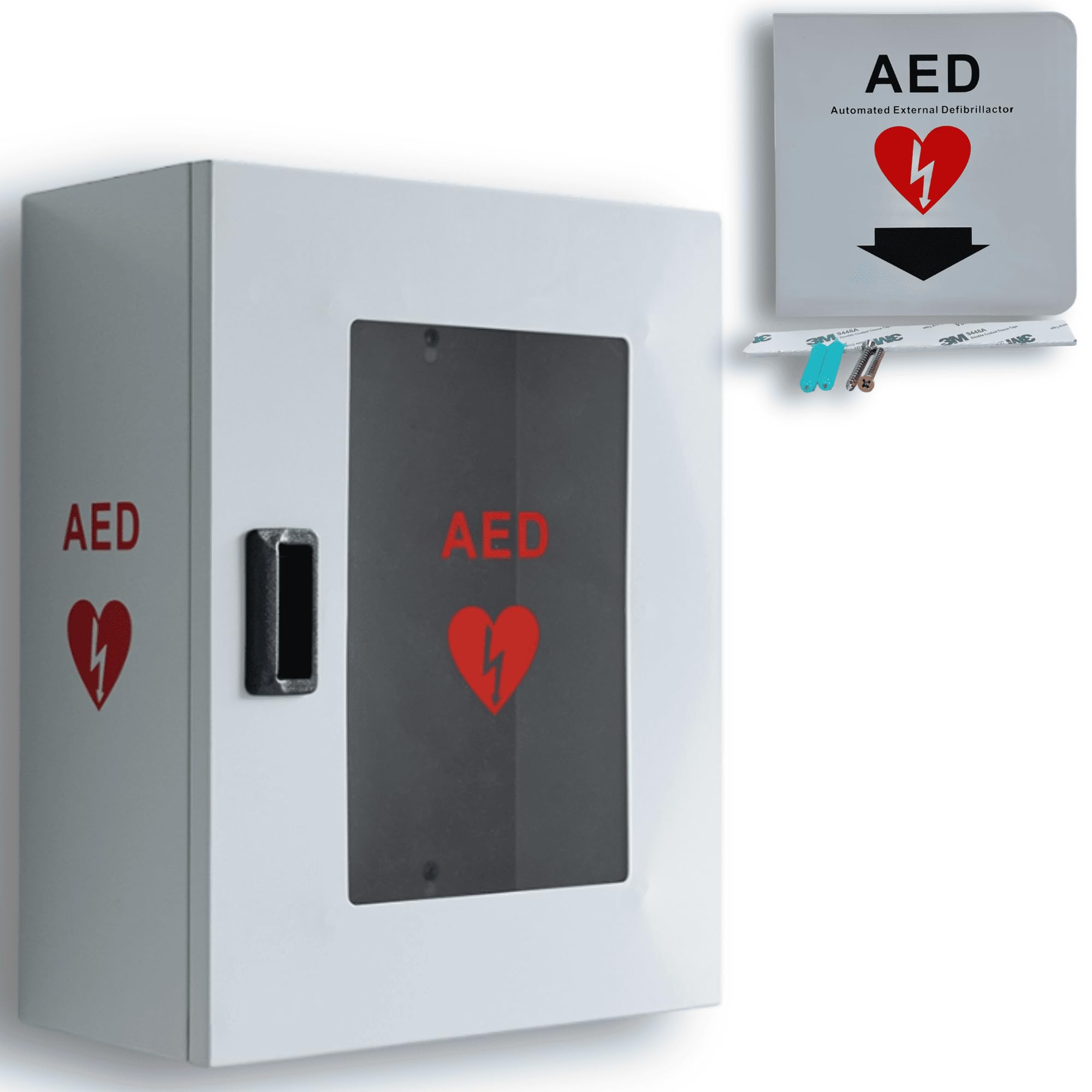 Gabinete Universal para Desfibrilador DEA sin Alarma – Caja de Pared para Uso Interior y Exterior – Armario Seguro Primeros Auxilios