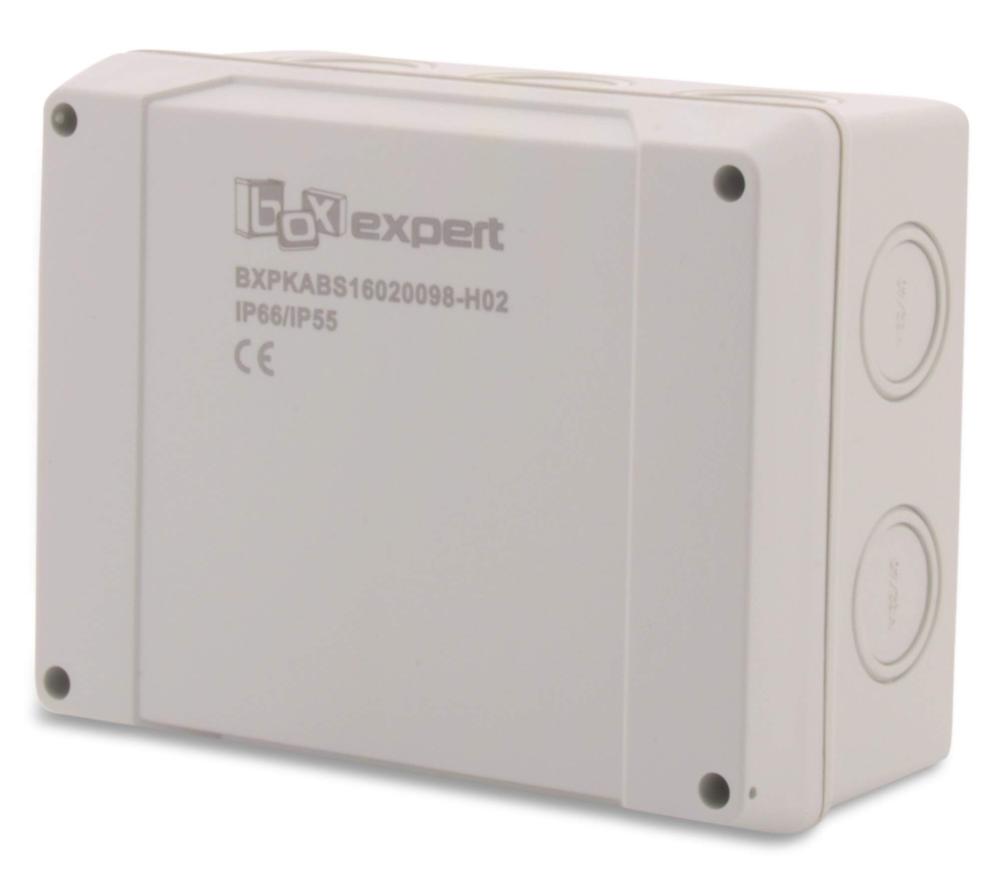 BOXEXPERT Abzweigdose 160x200x98mm IP66 mit Anschlussklemme Serie Hanse Außenverteilerdose ABS wasserdicht staubdicht RAL7035 Wandgehäuse Elektroinstallation Box