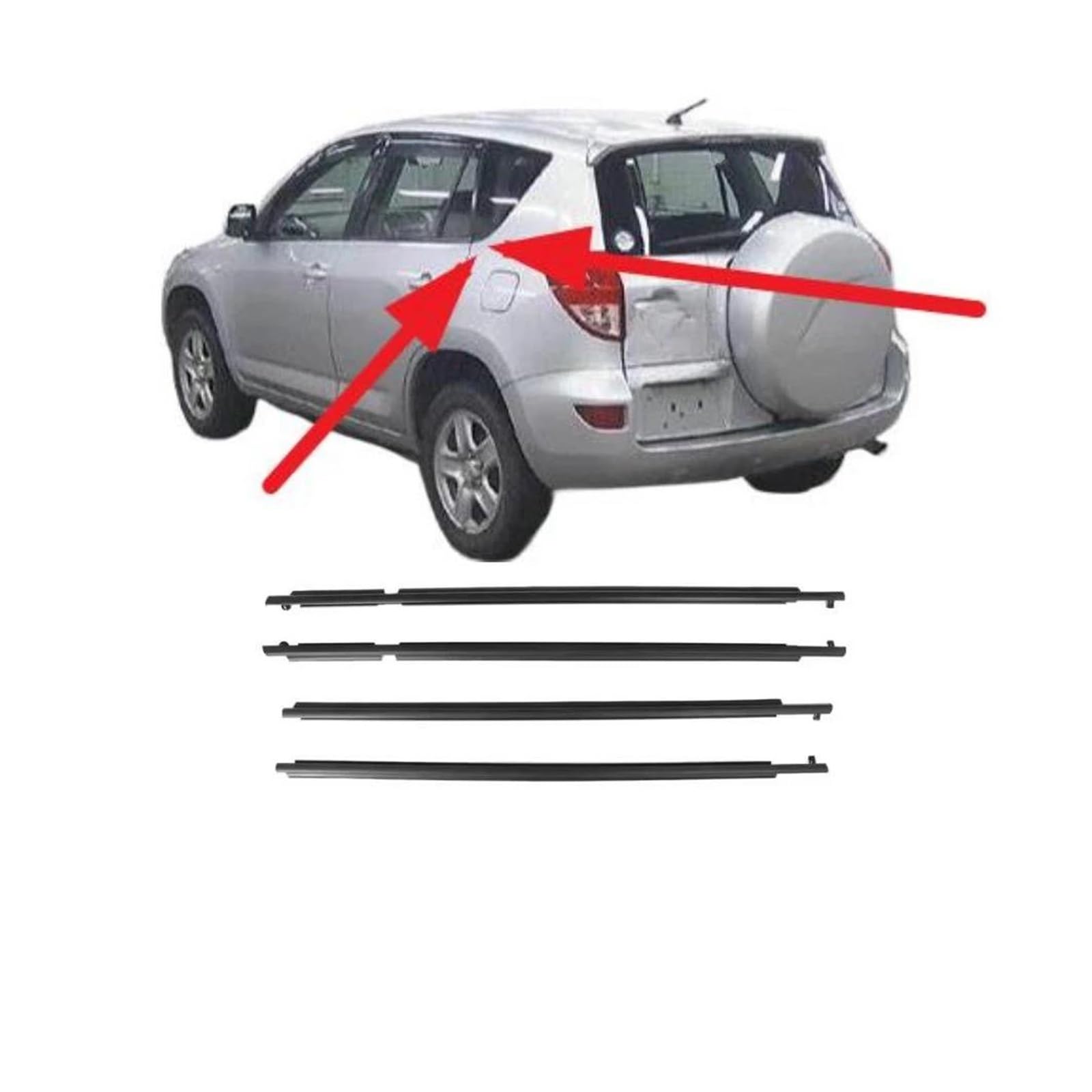 Profil uszczelniający do szyb Toyota RAV4 (2008-2012) numer części 75721-42020 4 sztuki 91 cm na zewnątrz