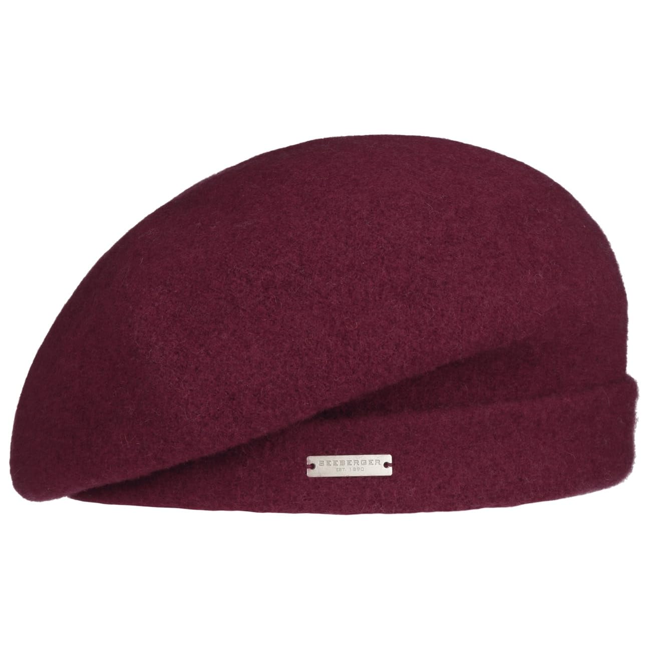Seeberger Milled Wool Beret with Cuff Women -, Raspberry, 6 3/4/7 1/4