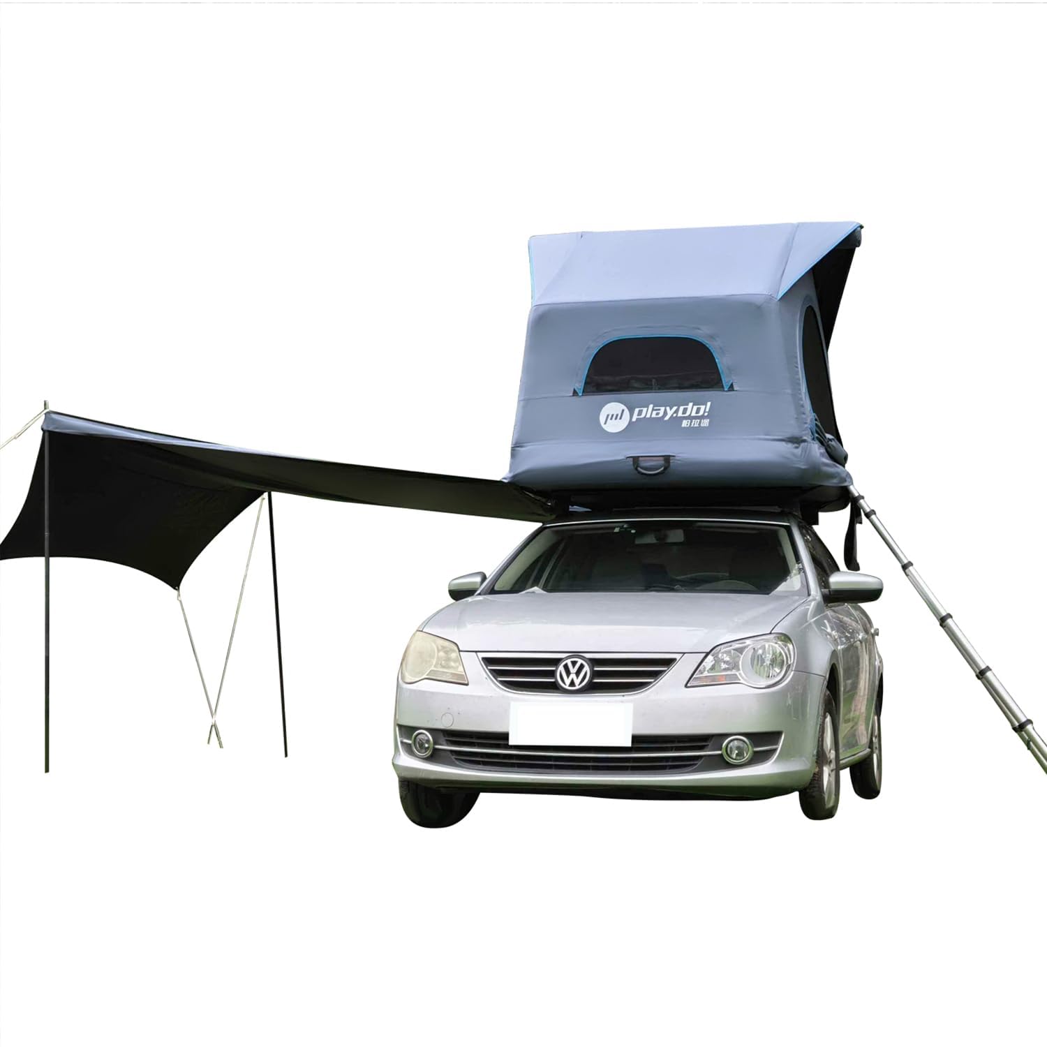 BOOMLATU Inflatable Rooftop Tent - 3 Man Easy Set-up Four Season Waterproof and Sun Resitant Camping Dome Car Roof Top Tent with 90° Awning - Usable on water - Suitable for SUV Truck and Jeep