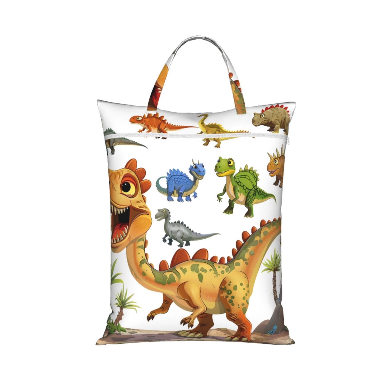 Large Travel Laundry Bags,Cartoon Dinosaur Images Print with Handle Foldable Laundry Bag for Holidays Gym Swimming and Family Trips, 1Pcs