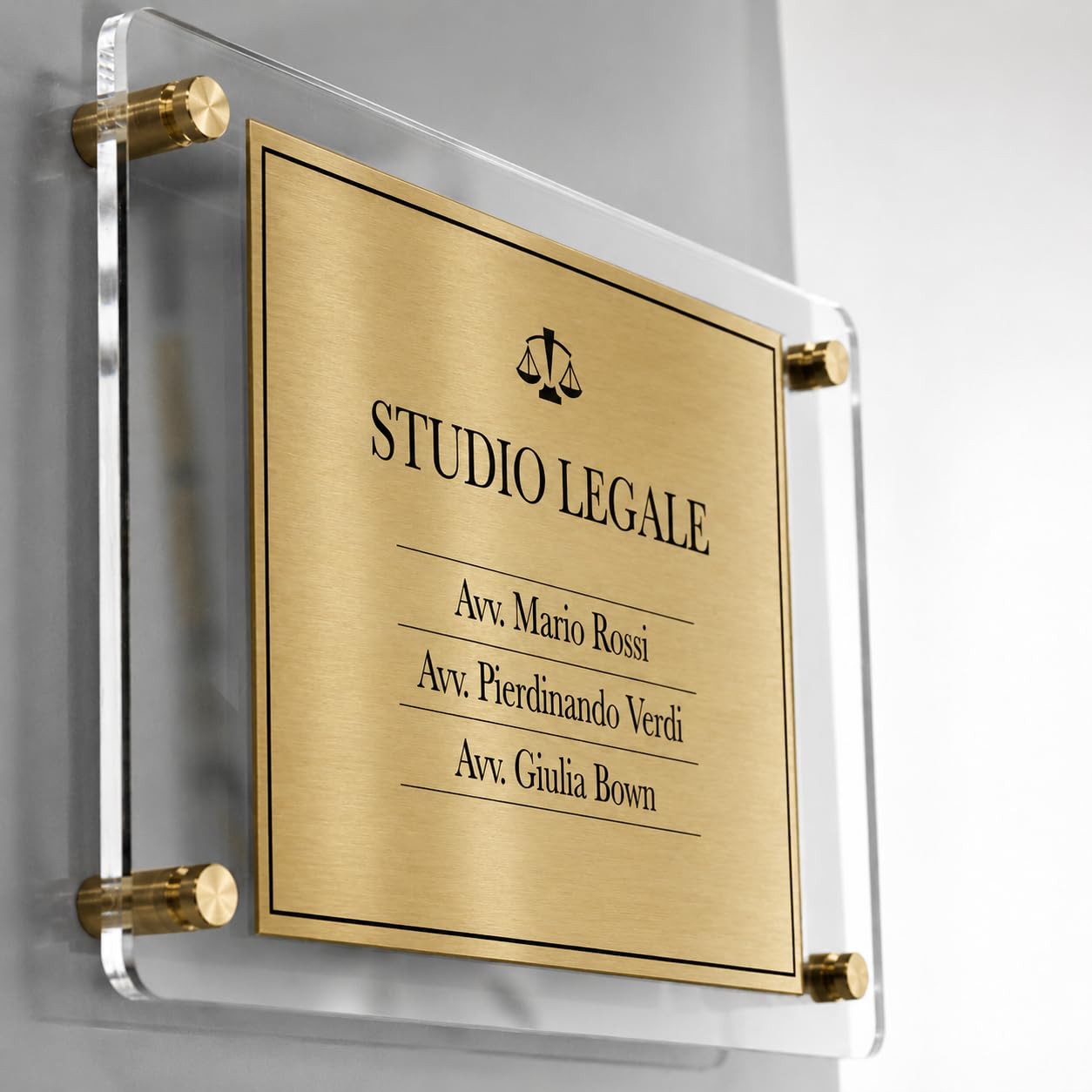 Targa in Ottone Personalizzata Incisa – Targa Professionale per Studio, Porta, Ufficio e Abitazione – Finitura Satinata Premium – Personalizzabile con Nome, Logo e Testo – Made in Italy