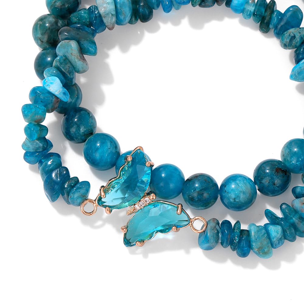 Braccialetto di Ametista per Donna, Braccialetti Anti-ansia con Perline di Ametista, ciondoli a Farfalla, Braccialetti a Strati di Pietre per Donna