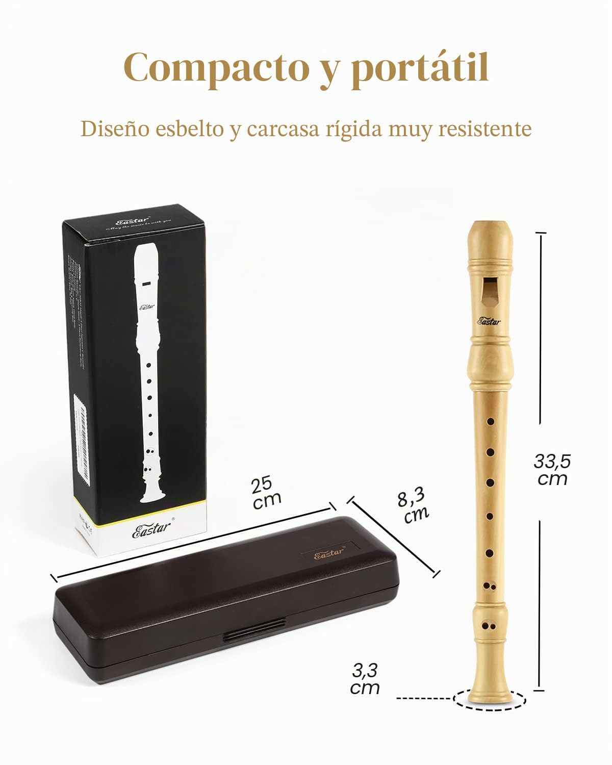 Eastar Flauta dulce soprano para niños y principiantes, trémolo alemán y clave de do, madera de arce, estuche duro, tablero de dedos, kit de limpieza, ERS-31GM
