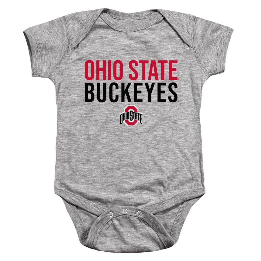 The Ohio State University Official Stacked Unisex Infant Snap Suit for Baby,Athletic Heather, 18 Months