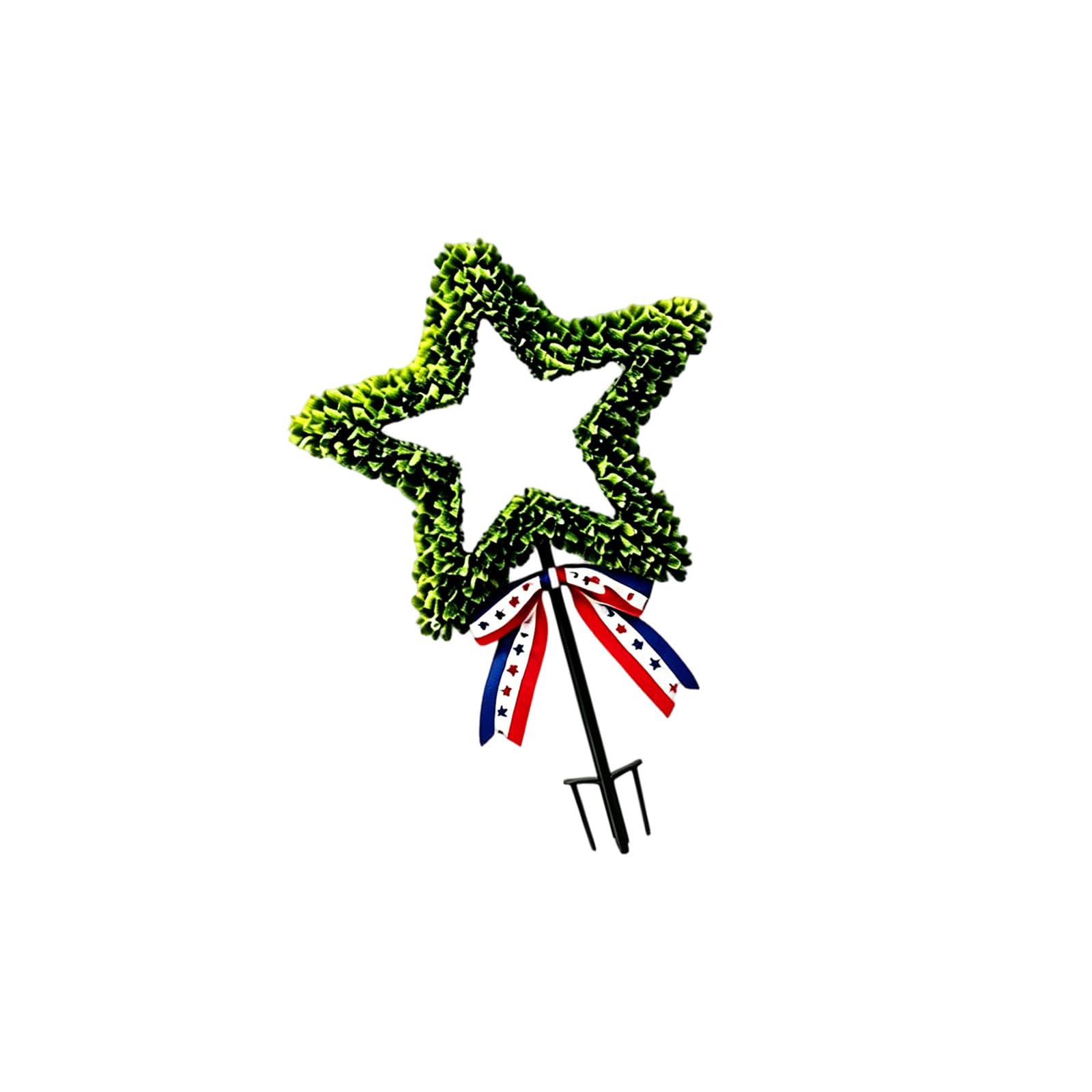 Limtula B Patriotic Ribbon Plant Pick, Star Shaped Artificial Greenery Stake For Indoor Containers, Garden Eds And Seasonal Decor Garden Star Stake Container Pick Faux Greenery Ribbon Yard Porch Patio Insert