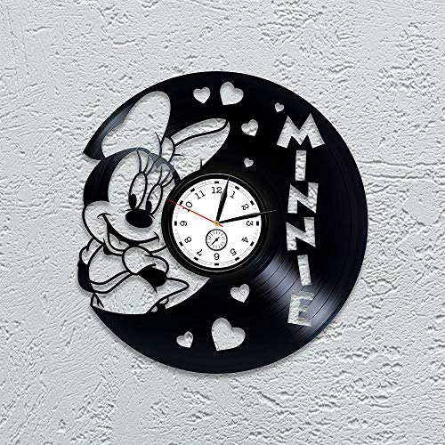 Kovides Minnie Mouse Gift For Girl Minnie Mouse Vinyl Clock Minnie Mouse Vinyl Wall Clock Disney Vinyl Record Wall Clock Disney Gift Disney Wall Clock Large Minnie Mouse Gift For Kids Disney Clock #TOP1