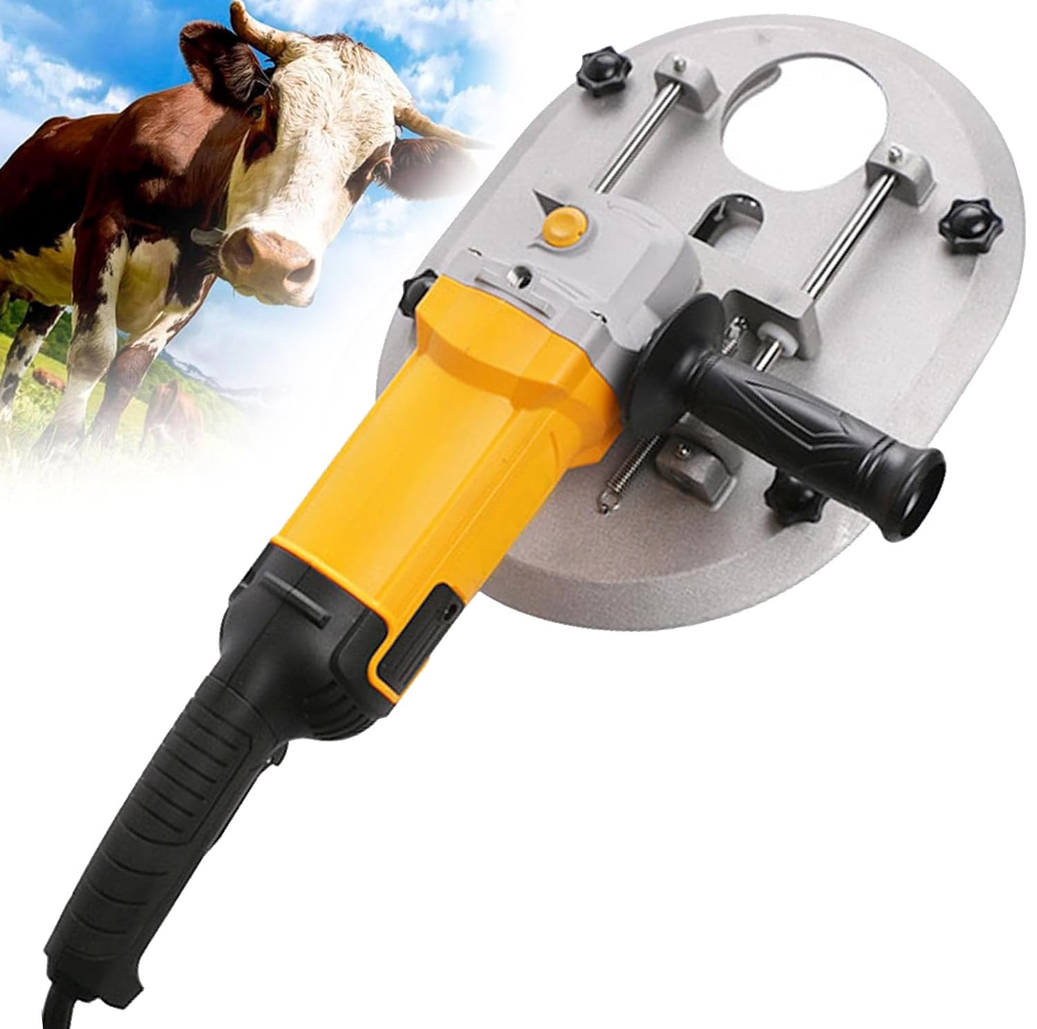 Qiang Dehorner Elettrico 1900W per Bovini Ovini Capre Vitelli, 8800 Giri/min Decornazione Rapida Indolore Senza Sangue, Attrezzo Professionale per Allevamento Bestiame Fattoria Yellow