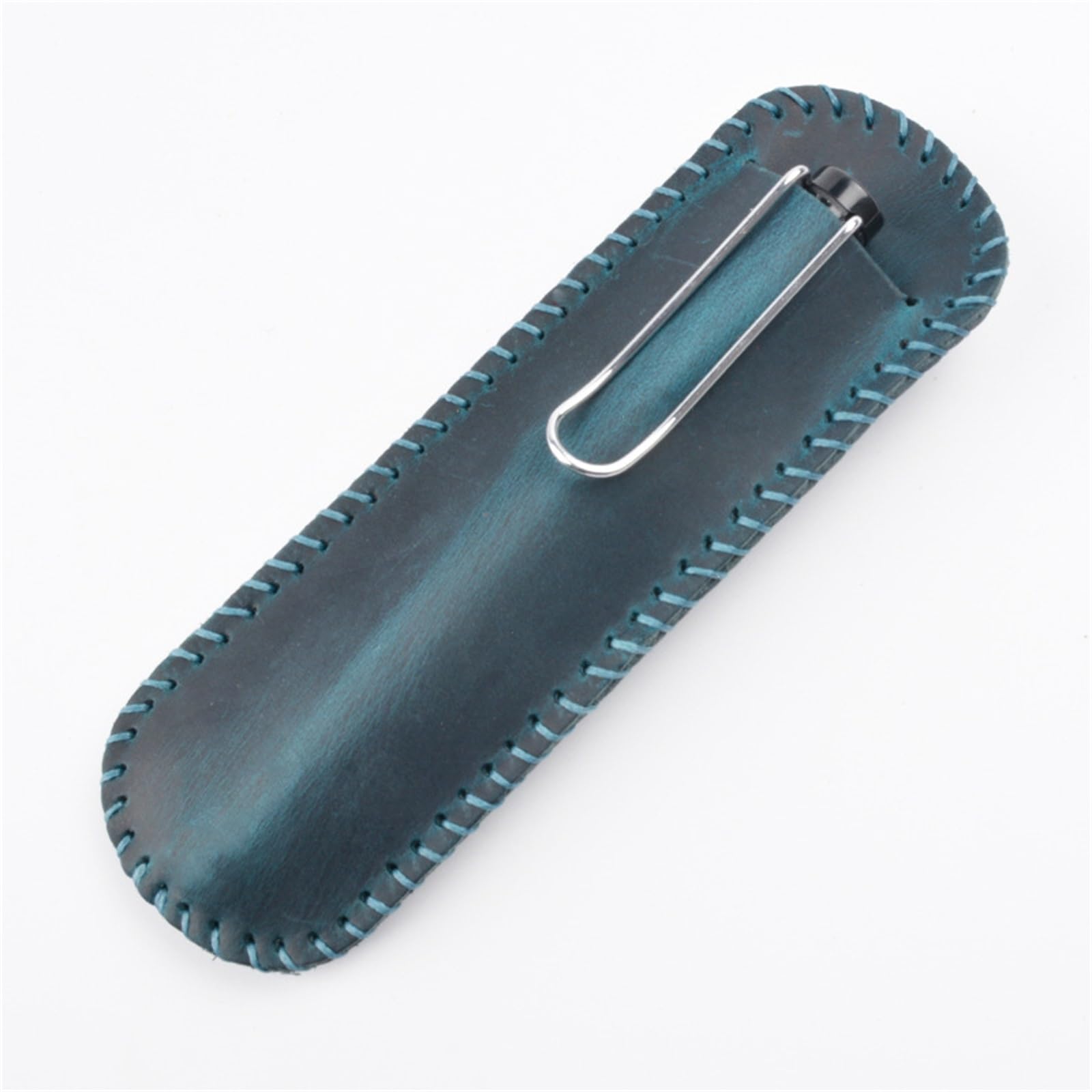 DUMRALBQE Wooden Jewelry Box Vintage Leather Pen Case Handmade Stitching Storage for Storage and Organization(Blue)
