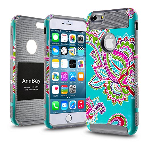 iPhone 6 /6s Case,AnnBay High Impact Drop Protection Hard Hybrid Dual Layer Heavy Duty TPU Scratch Resistant Case Armor Cover Case with Totem Flower Pattern for iphone 6 /iphone 6s(Gray)