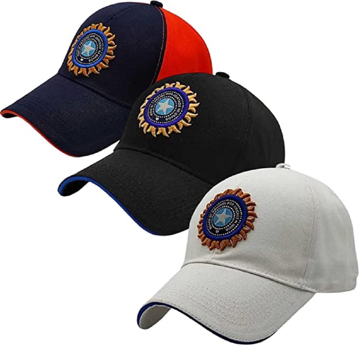 India Cricket Cap Original Quality Head Caps for Men Unisex Mens Cap Adjustable Buckle Caps Men women for All Sports Cricket Cap (black+white+mix color)