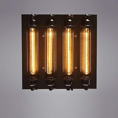 SAIVITT E27 Led-plafondlamp, vintage, industrieel, zwart, punk, loft, metaal, flush mount, rustiek, design, voor woonkamer, slaapkamer, eetkamer, werkkamer, keuken, 4 lampen, inclusief T300 gloeilamp photo 2