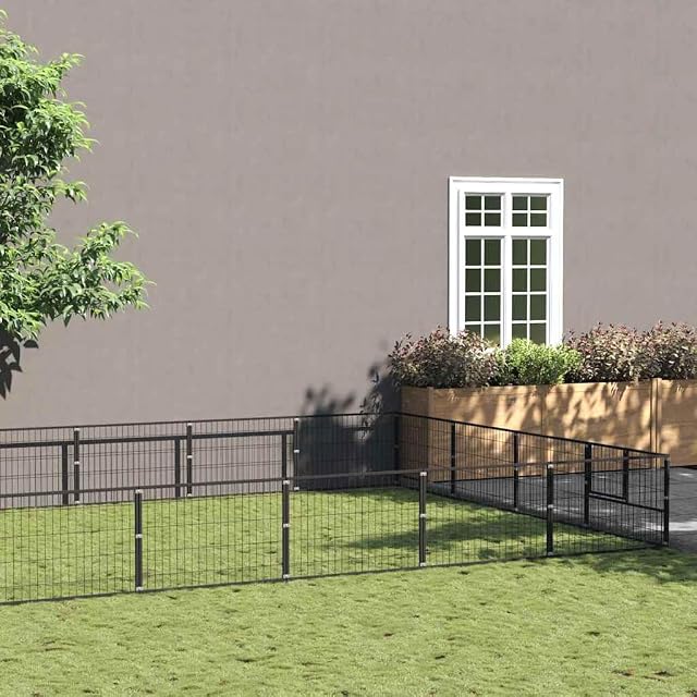 Foto 2 de 7 de vidaXL Perrera Acero 36 m² Negra