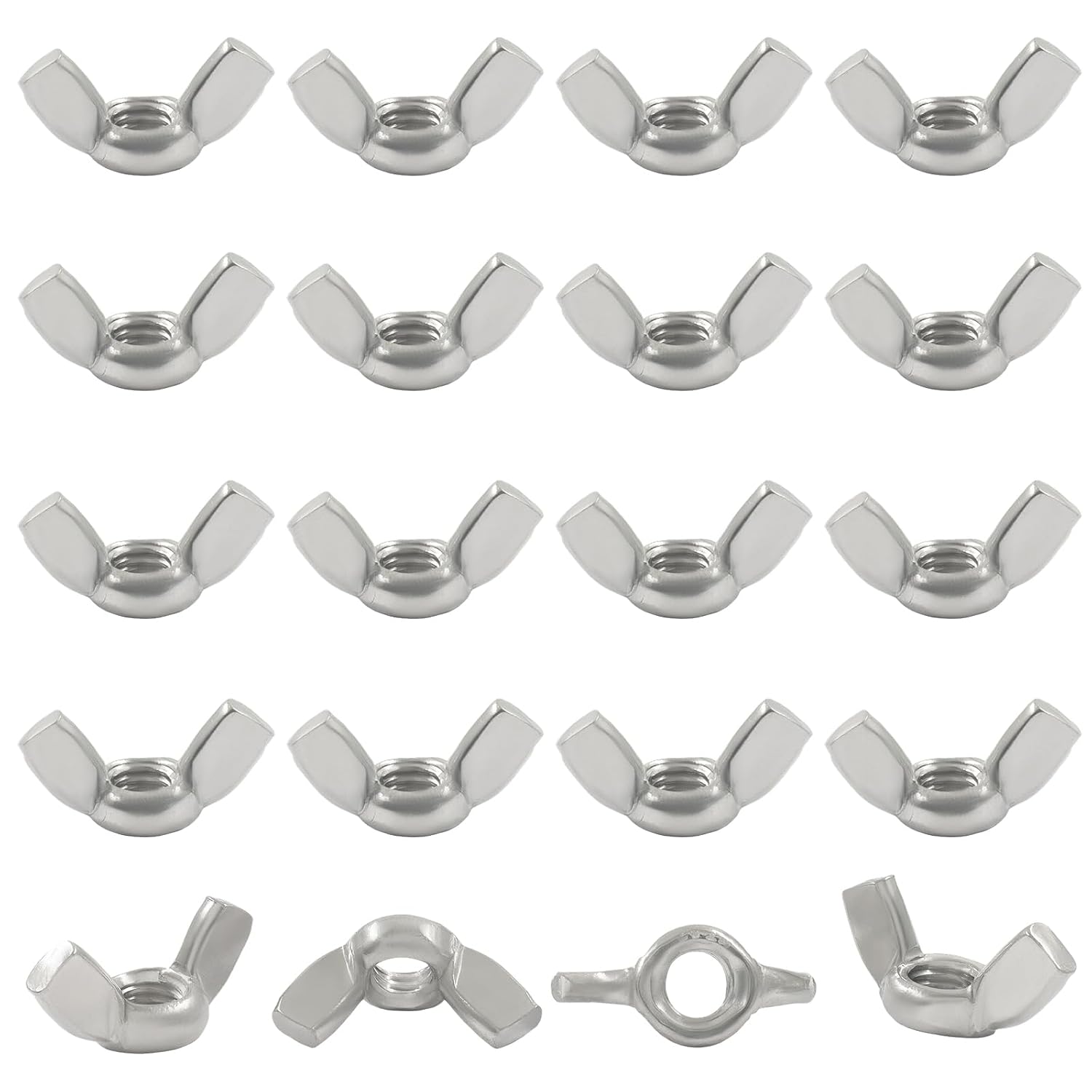 20PCS M5 Wing Nuts, 305 Stainless Steel Hand-Tighten Butterfly Nuts with Anti-Loosening Design for Industrial Machinery, Auto Repair & Home DIY