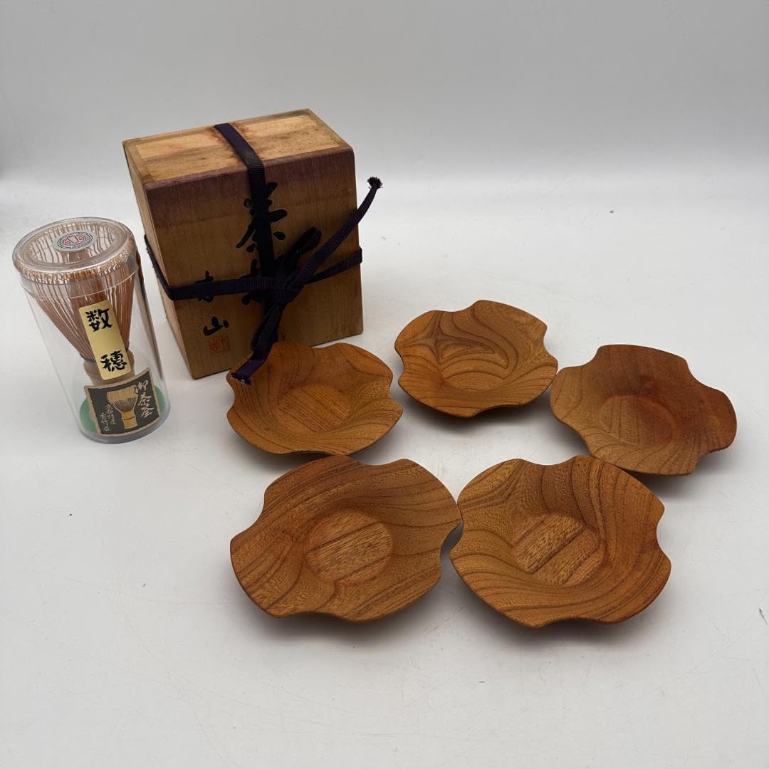 高級・会津桐志ほ里 桐 茶托 5客 伝統工芸 和 上 桐皿 会津塗・汁椀・5