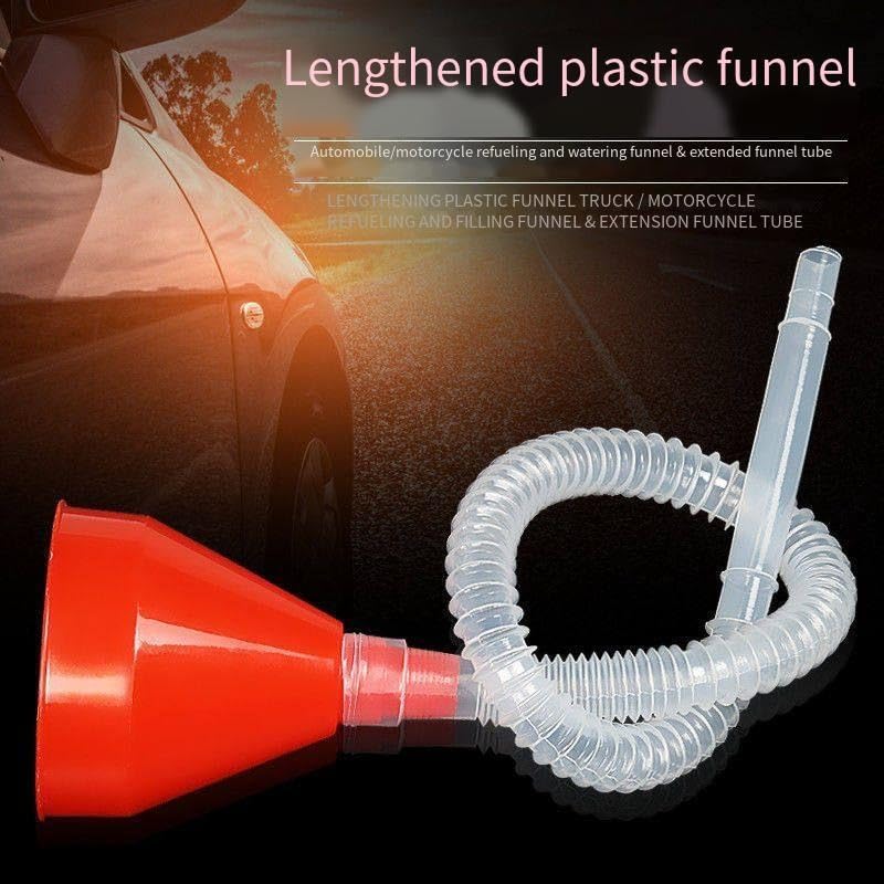 オイルと液体用の大型プラスチック漏斗 - ミニキッチンオイル注ぎ漏斗、広口で簡単に充填できます(レッド)