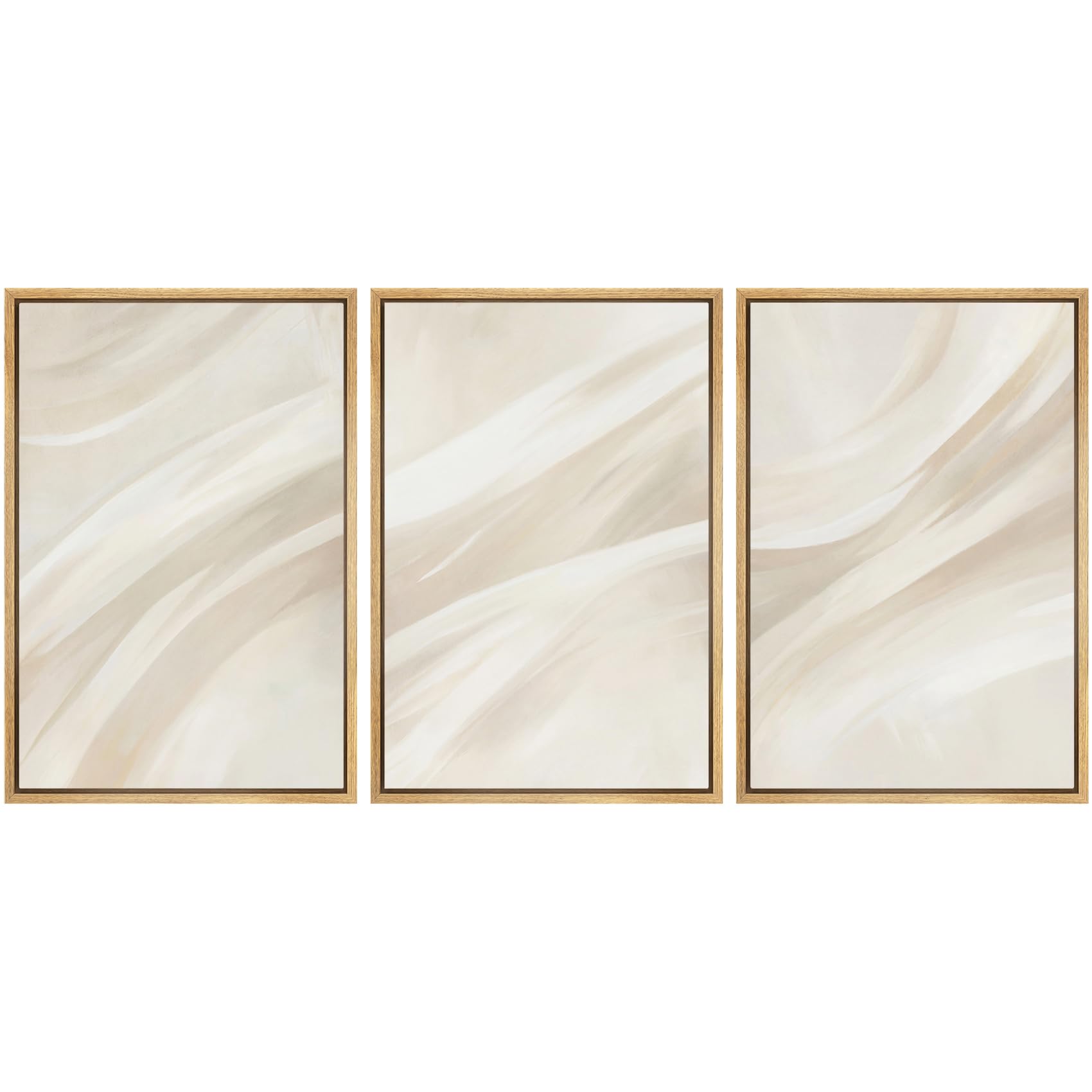 SIGNWIN Framed Canvas Print Wall Art Set Blue White Grunge Geometric Pattern Abstract Shapes Cozy Neutral Decorative Contemporary Minimal for Living Room, Bedroom, Office - 24"x36"x3 Natural — view 41