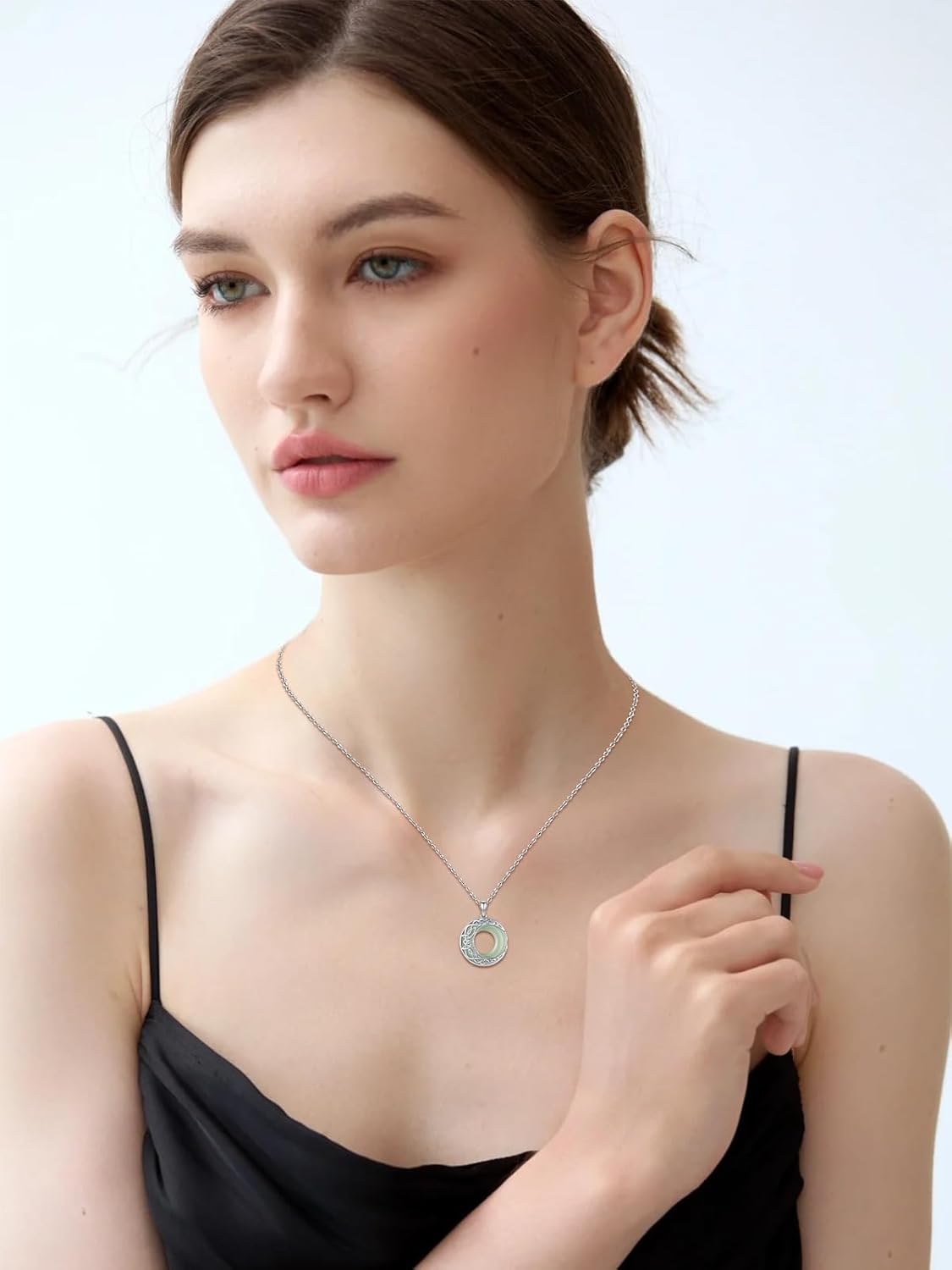 KiiKii Jade Necklace for Women 925 Sterling Silver Tree of Life/Butterfly/Celtic Knot/Cat/Rose Pendant Green Jade Jewelry Christmas Gifts for Wife Mom Grandma