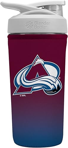 Sok It BotlSok NHL - Funda de neopreno aislada para batidora de proteínas (Colorado Avalanche, se adapta a licuadora de 28 onzas)