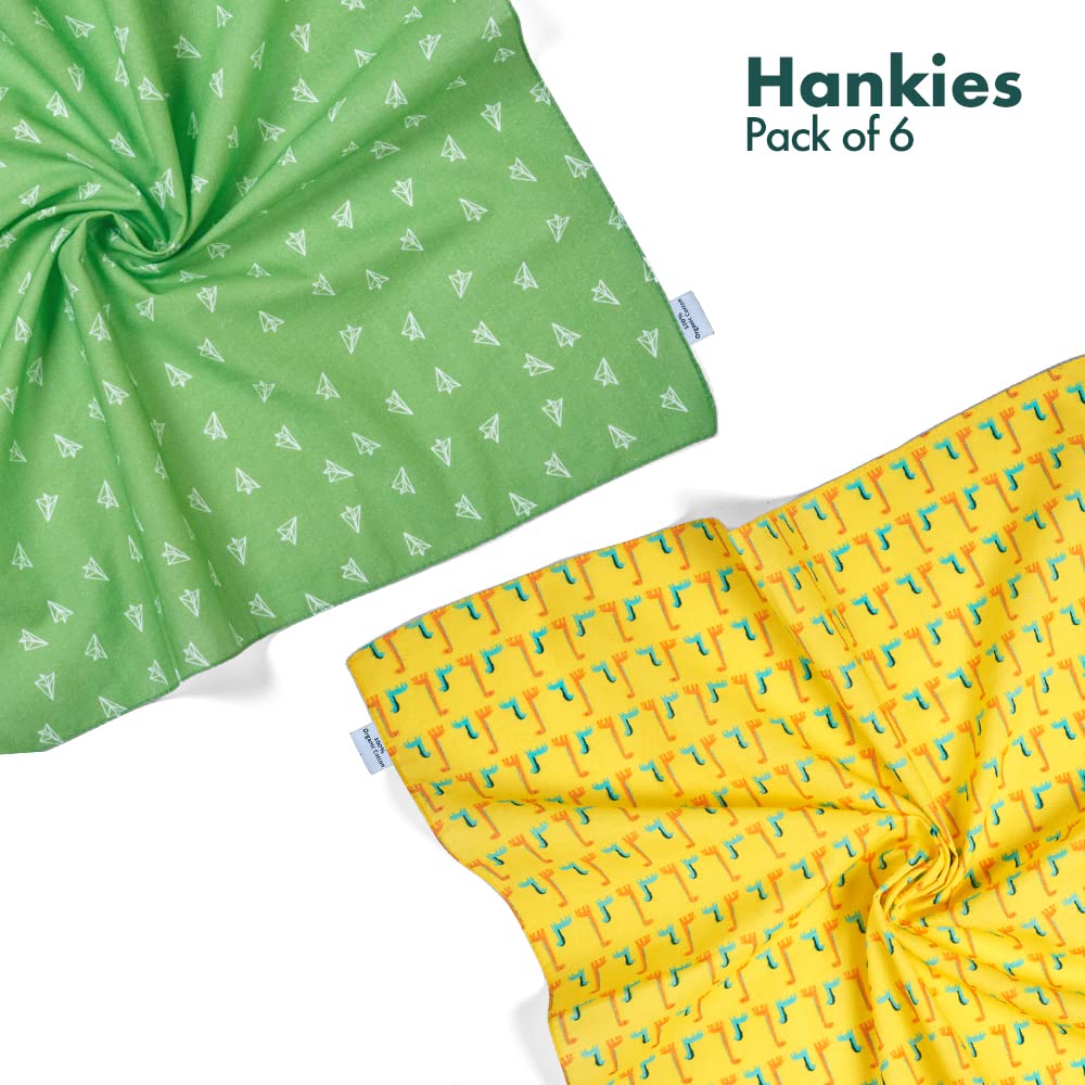 Hexafun Women Pastel Coloured 100% Organic Pure Cotton Handkerchief, Multi Colour, Printed, Small Size, Pack of 6 3