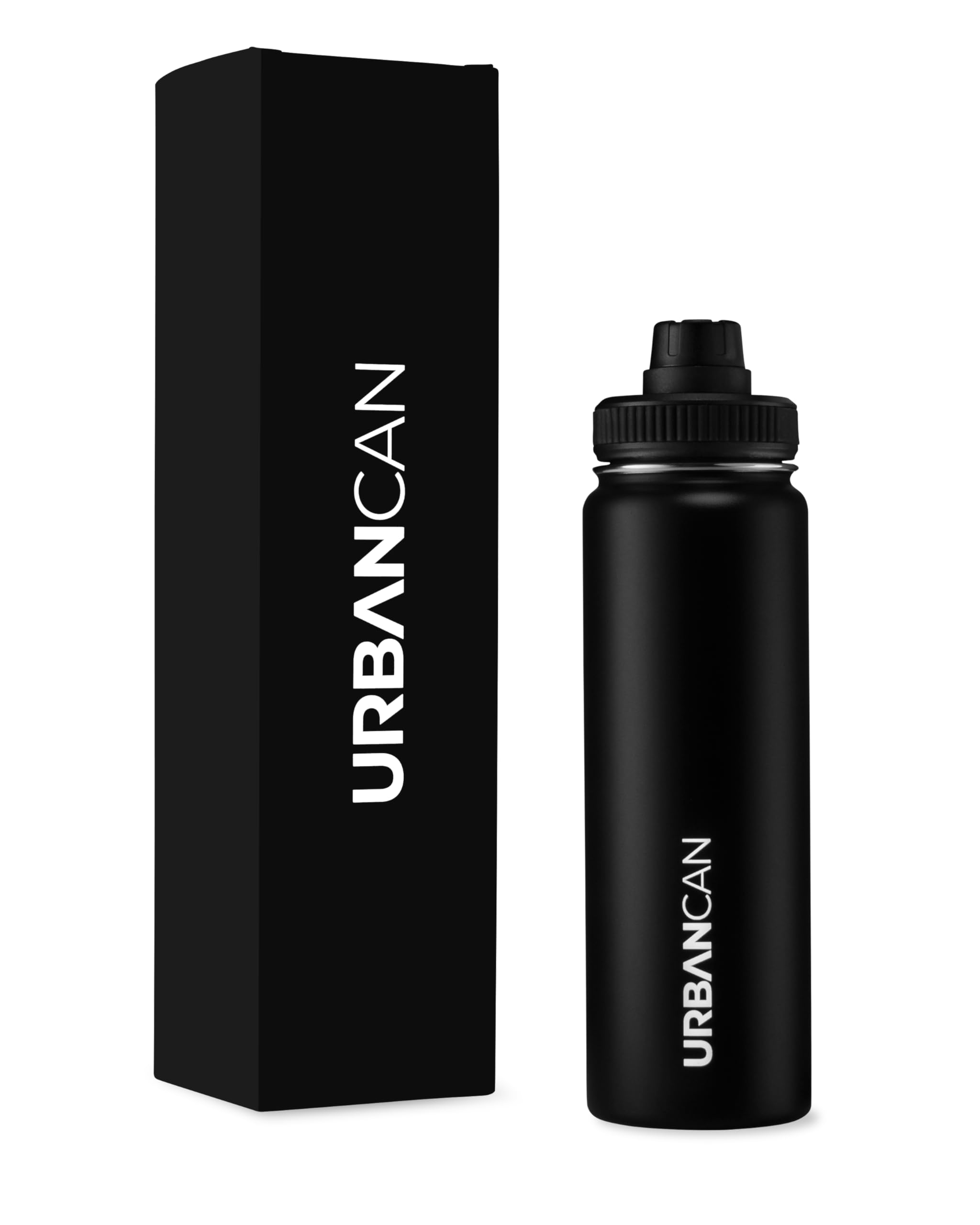 URBANCAN 24 oz Insulated Water Bottle with Straw Chug Cap Lids - Drink In Style with Stainless Steel