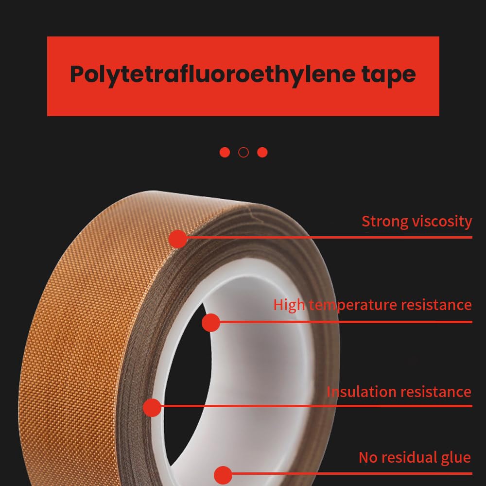 MOUMOUTEN 2 Rolls 55mm x 10m Brown High Temperature PTFE Tape,Insulating Cloth Heat Vinyl Thermal Sublimation Press Tape for Vacuum Sealer Machine - Image 3