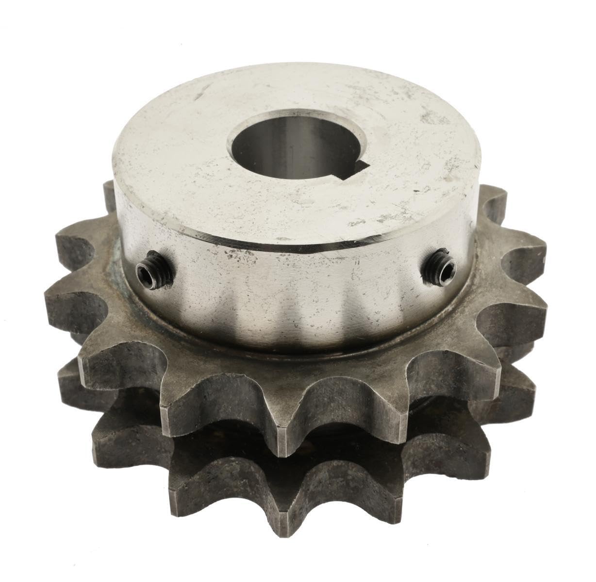 Duplex Kettenrad mit einseitger Nabe 06B-2 Zähnezahl 20 Bohrung H7 15mm Nut Gewinde