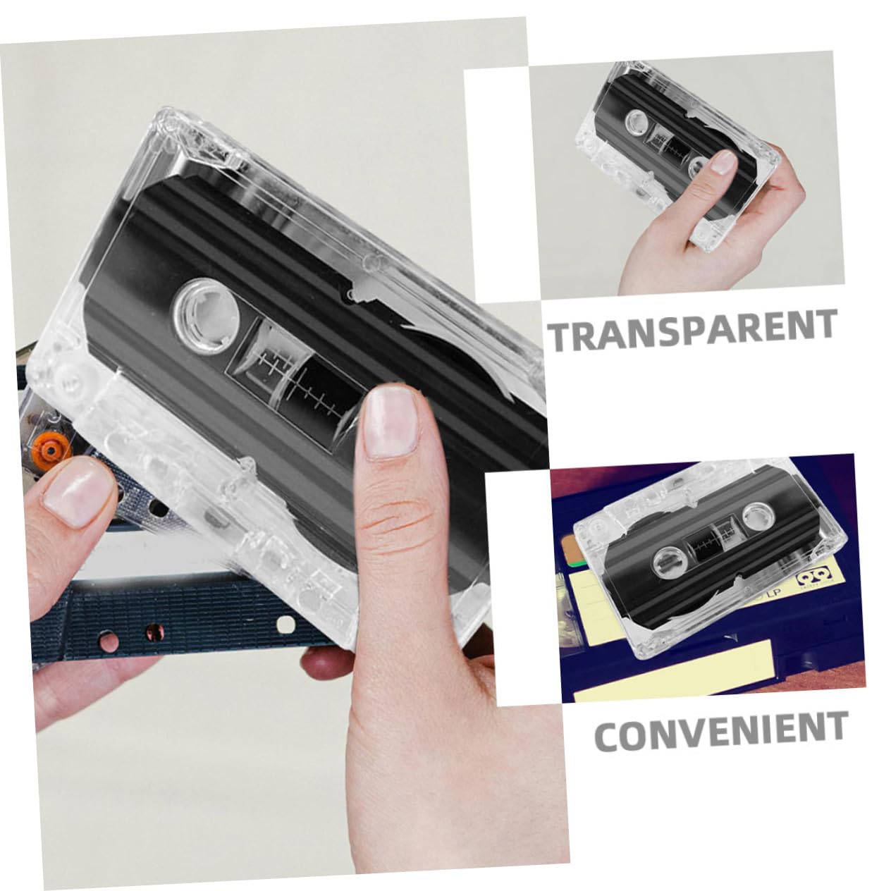 Amosfun Custodia Trasparente per Cassette Audio in Abs, Protezione Dall'umidità, 10 Pezzi, Organizer Portatile per Musicassette, per Utilizzo Domestico in Mobilità