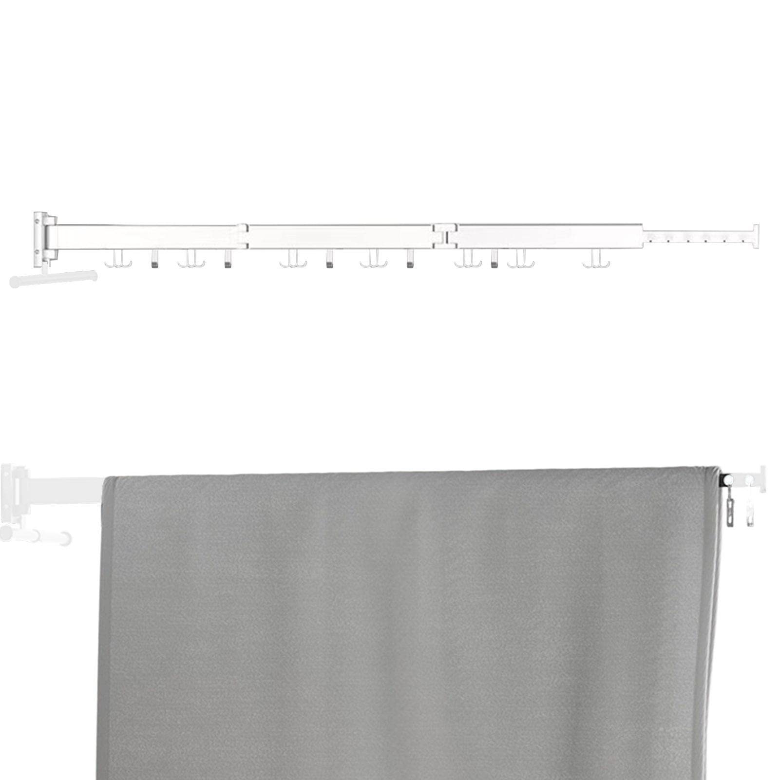 Youding Wall Clothes Drying Rack | Retractable Wall Drying Rack,Foldable Clothes Stand with Hooks, Strong Load-Bearing Clothes Rack for Bathroom, Bedroom, Mudroom