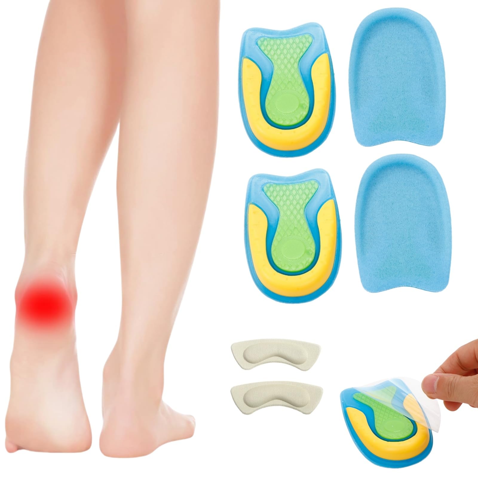 Taloneras Fascitis Plantar,3 Pares Plantilla Espolon Calcaneo,Talonera de Silicona,Taloneras Gel,Taloneras Ortopedia,﻿Taloneras para Zapatos,para Talón Apoyar,Aliviar el Fascitis Tendinitis