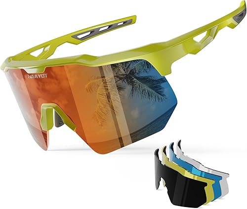 Miniatura 9 de HAAYOT Gafas de sol deportivas polarizadas para hombres y mujeres, jóvenes, béisbol, ciclismo, correr, softbol, ciclismo, 5 lentes