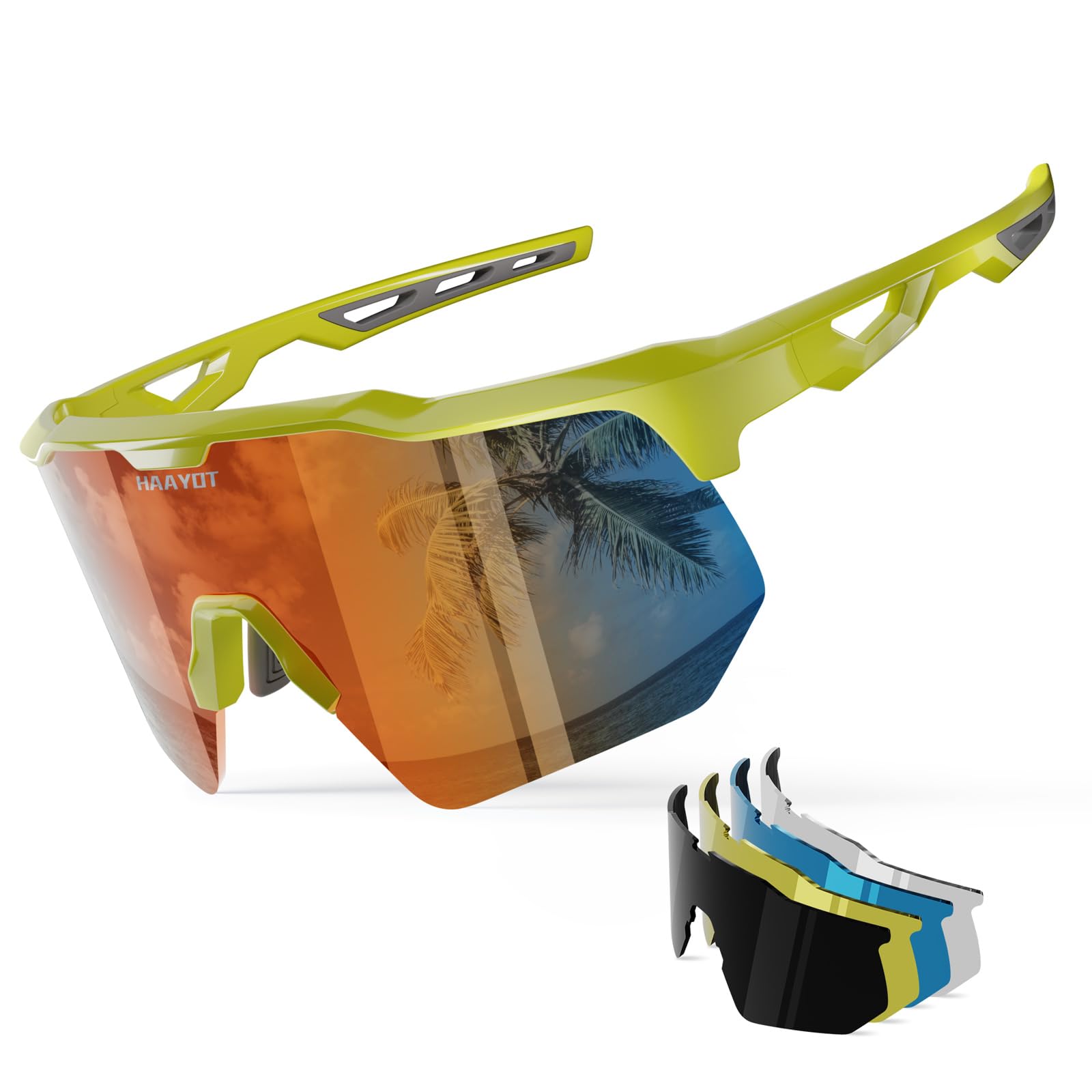 HAAYOT Occhiali da Ciclismo Polarizzati per Uomini Donne Sport Occhiali da Sole con 5 Lenti TR90 Telaio Mountain Bike Occhiali MTB Occhiali Corsa Pesca 5